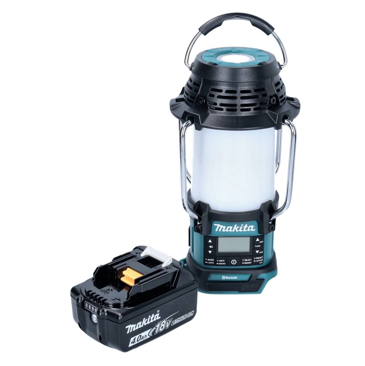 Makita DMR 056 M1 Akku Radio 18 V FM DAB+ mit Laterne 360° Taschenlampe IP65 + 1x Akku 4,0 Ah - ohne Ladegerät