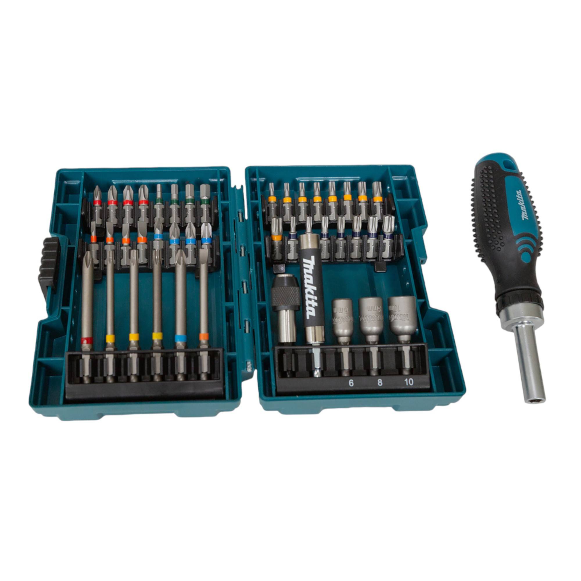 Makita Ratschen Bit Set 44-teilig im Koffer ( E-25096 ) PH / PZ / SL / TX / TXH / Hex / Ratschenschraubendreher / etc.