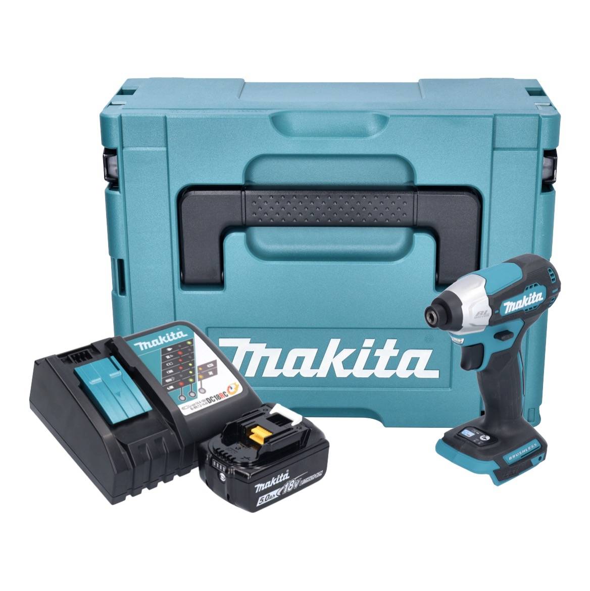Makita DTD 157 RT1J Akku Schlagschrauber 18 V 140 Nm 1/4" Brushless + 1x Akku 5,0 Ah + Ladegerät + Makpac