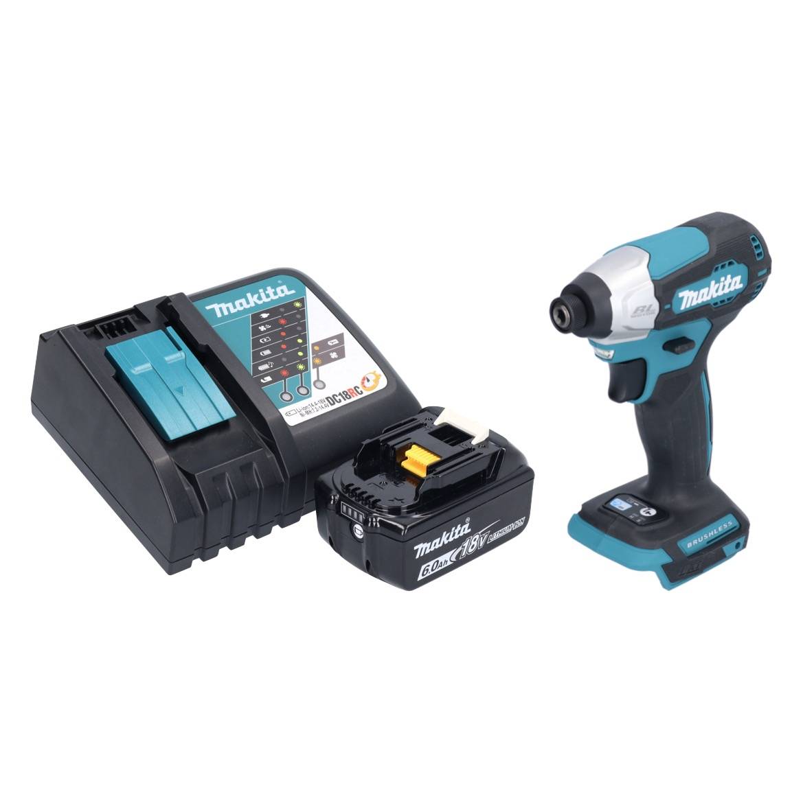 Makita DTD 157 RG1 Akku Schlagschrauber 18 V 140 Nm 1/4" Brushless + 1x Akku 6,0 Ah + Ladegerät