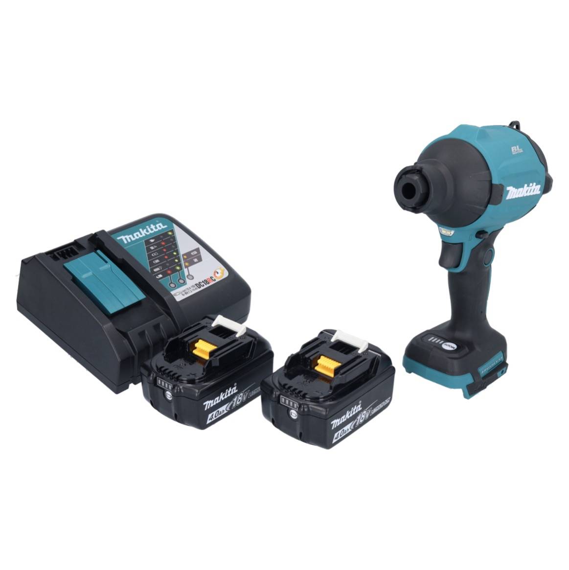 Makita DAS 180 RM Akku Gebläse 18 V Brushless + 2x Akku 4,0 Ah + Ladegerät