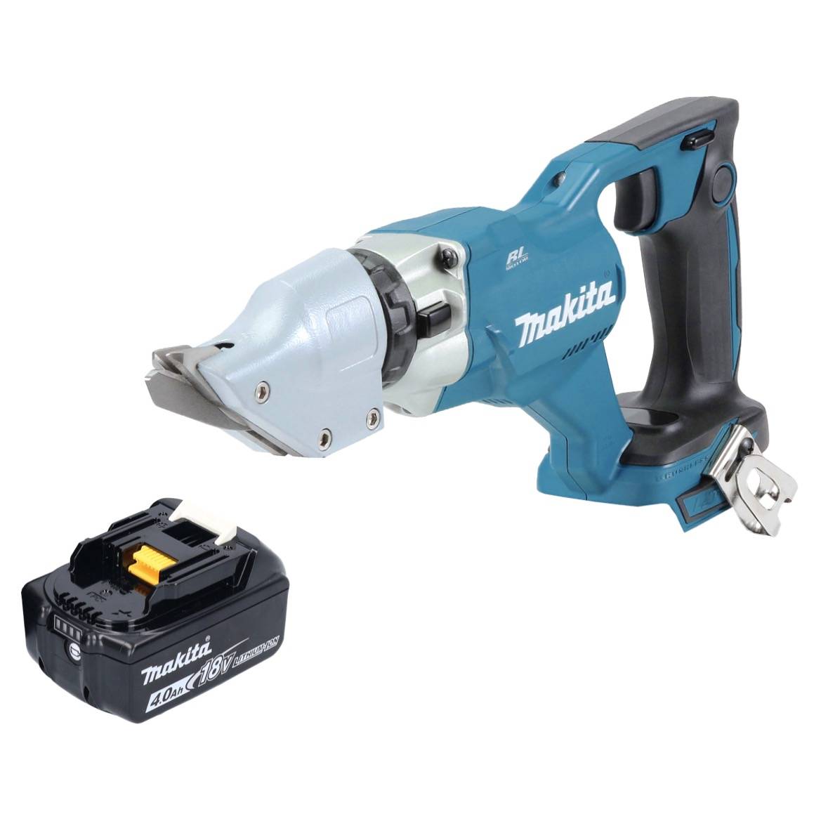 Makita DJS 200 M1 Akku Blechschere 18 V 2,0 mm Brushless + 1x Akku 4,0 Ah - ohne Ladegerät