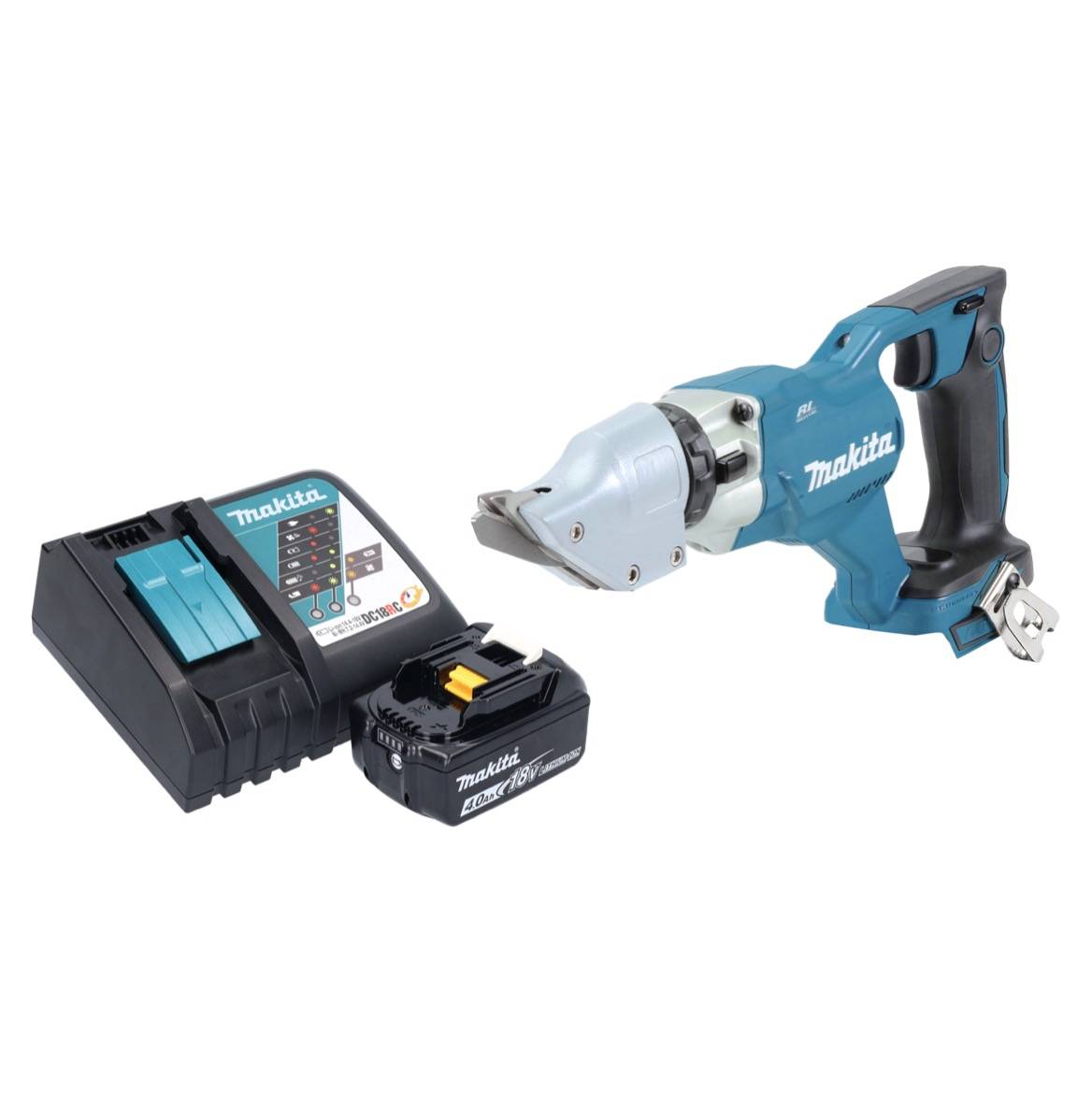Makita DJS 200 RM1 Akku Blechschere 18 V 2,0 mm Brushless + 1x Akku 4,0 Ah + Ladegerät