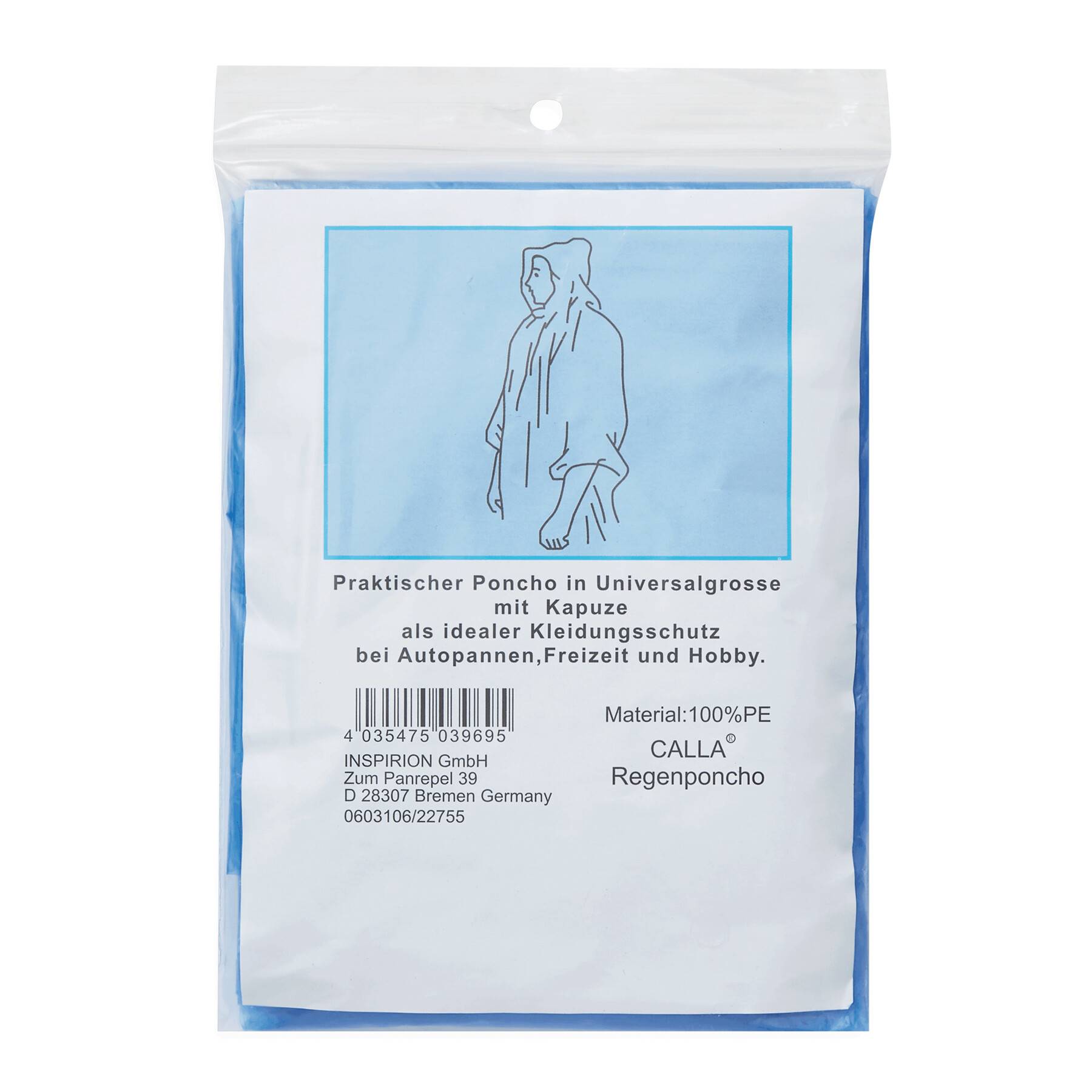 Regenponcho Transparent 130x124cm Regencape für Damen und Herren Leicht Durchsichtig und Blau Wasserdichter Regenumhang
