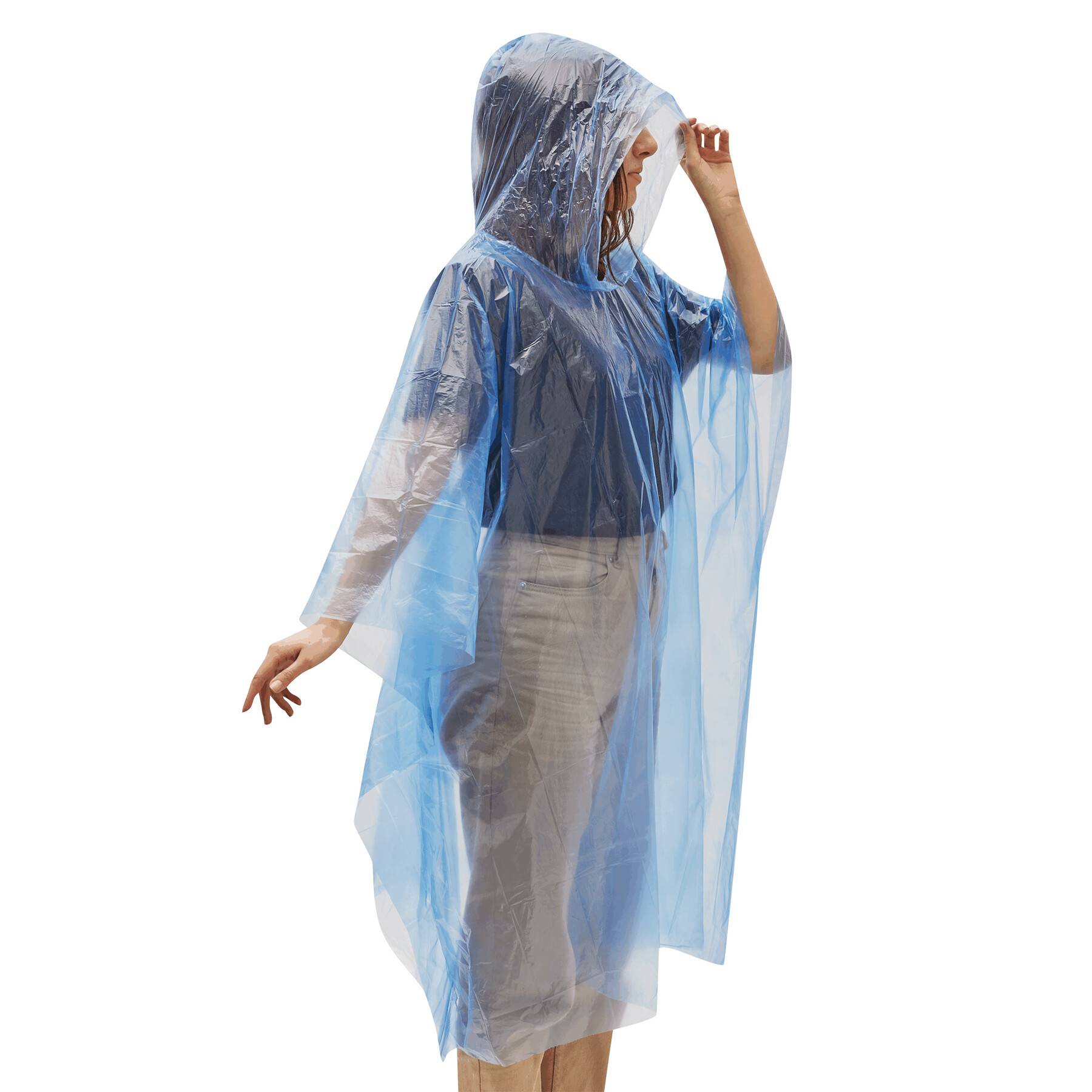 Regenponcho Transparent 130x124cm Regencape für Damen und Herren Leicht Durchsichtig und Blau Wasserdichter Regenumhang