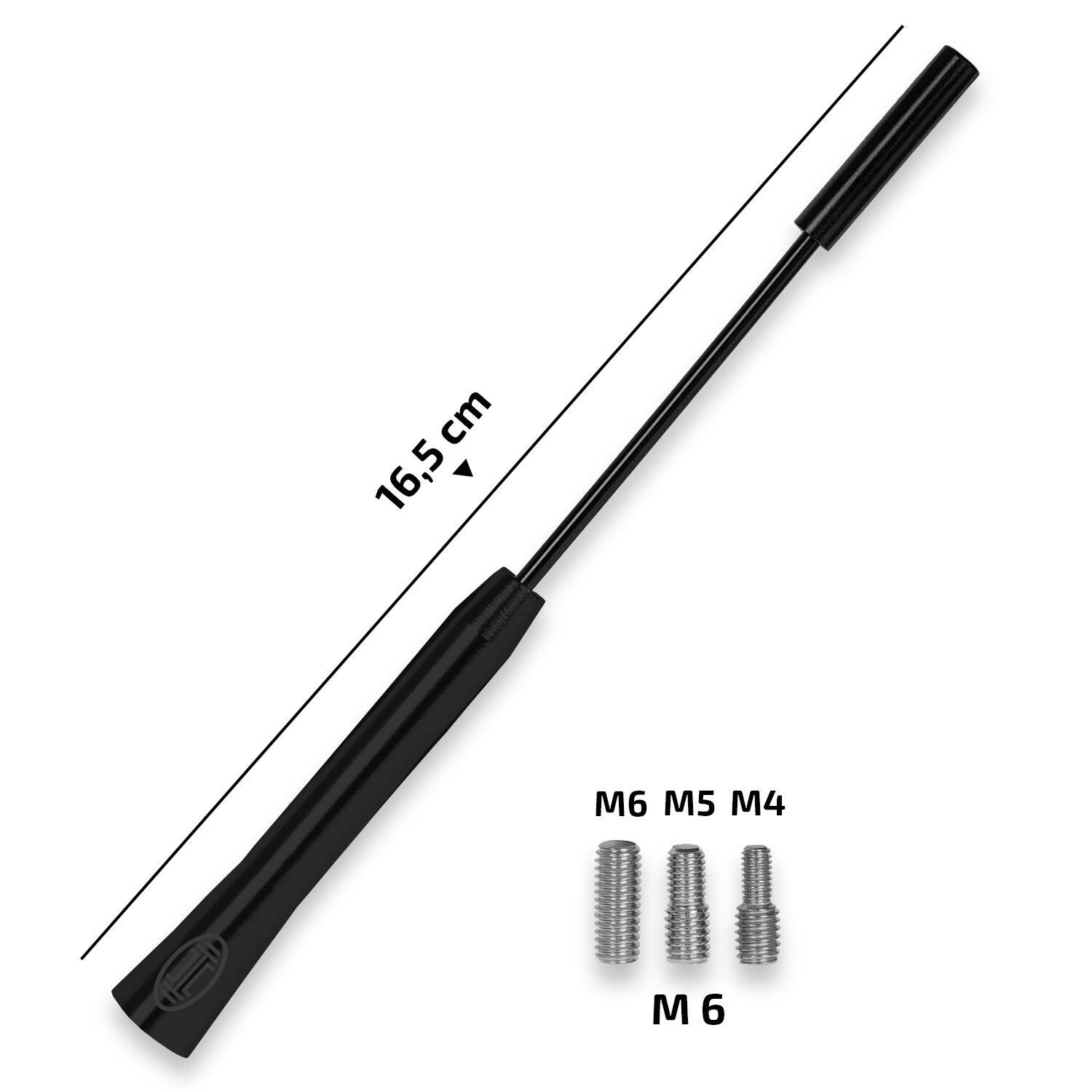 HEYNER® Antenne AM/FM mit M4, M5 & M6-Gewinde, Ersatzstab 15cm kurzer Antennenersatzstab, Auto-Dachantenne