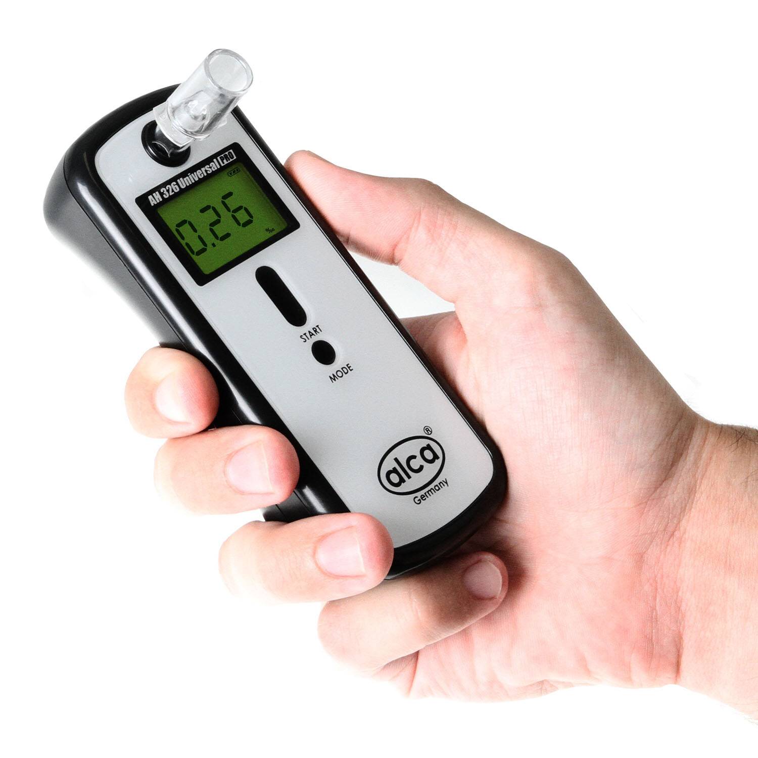 alca® Digitaler Alkoholtester AH 326 Polizeigenau mit 1x Kalibrierung Set Präziser Promilletester mit hochempfindlichem