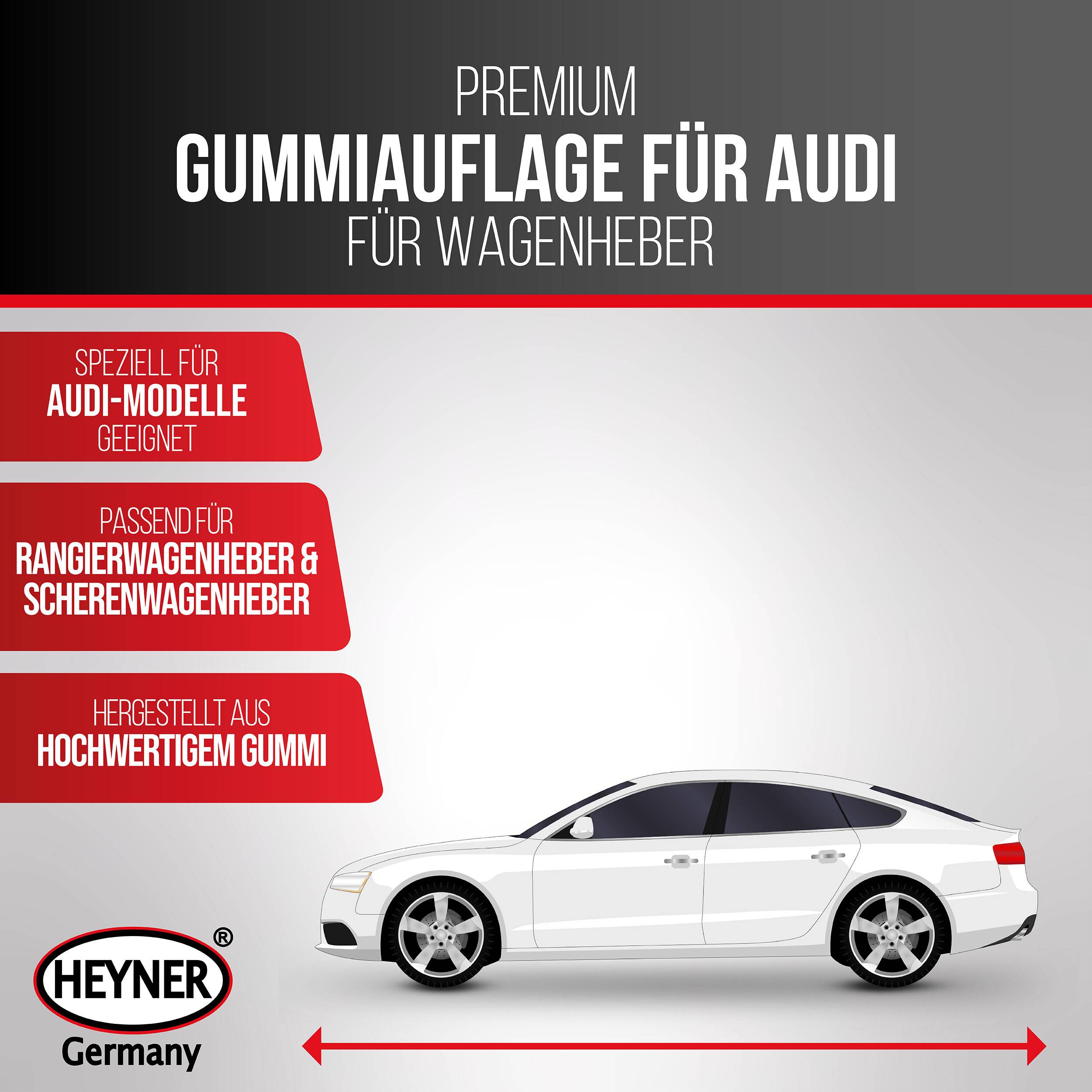 HEYNER® Gummiauflage Wagenheber passend für AUDI für Rangierwagenheber Scherenwagenheber Ersatzgummi Unterbodenschutz