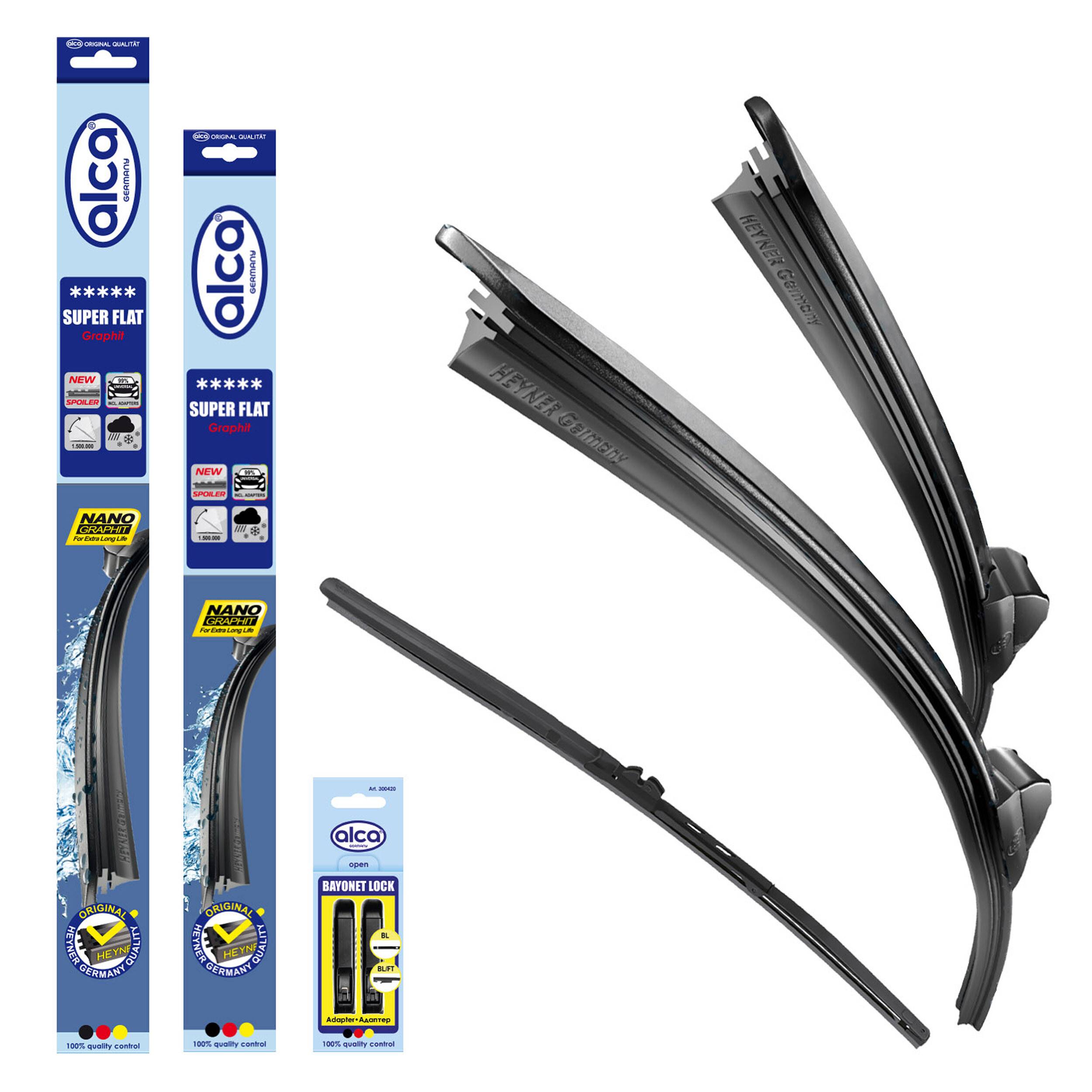 alca® Scheibenwischer mit Heckwischer passend für AUDI A6 Allroad (05.2006 - 08.2011) SUPER FLAT Flachbalkenwischer