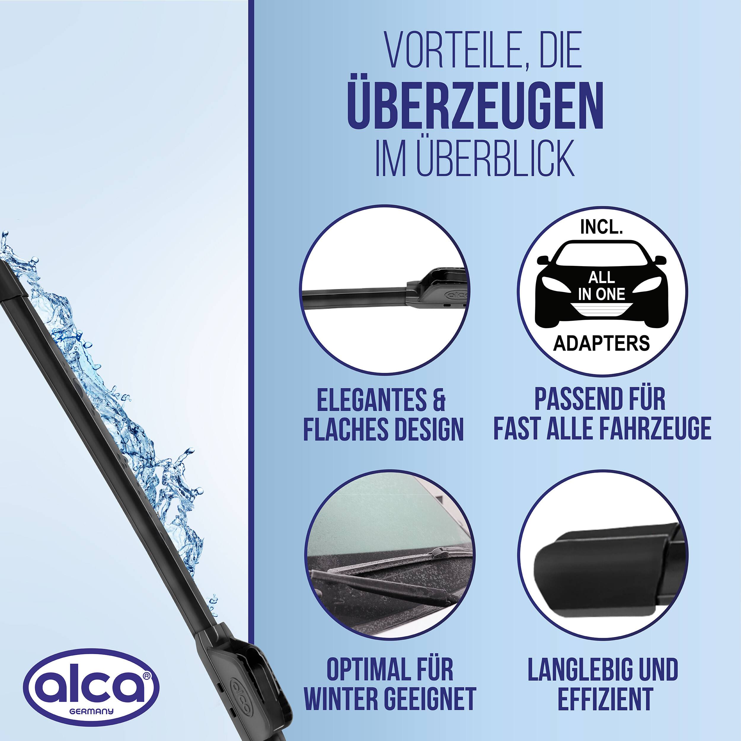 alca® Scheibenwischer ideal für TOYOTA RUSH Geländewagen geschlossen (11.2017 - 03.2026) U-FLAT Flachbalkenwischer