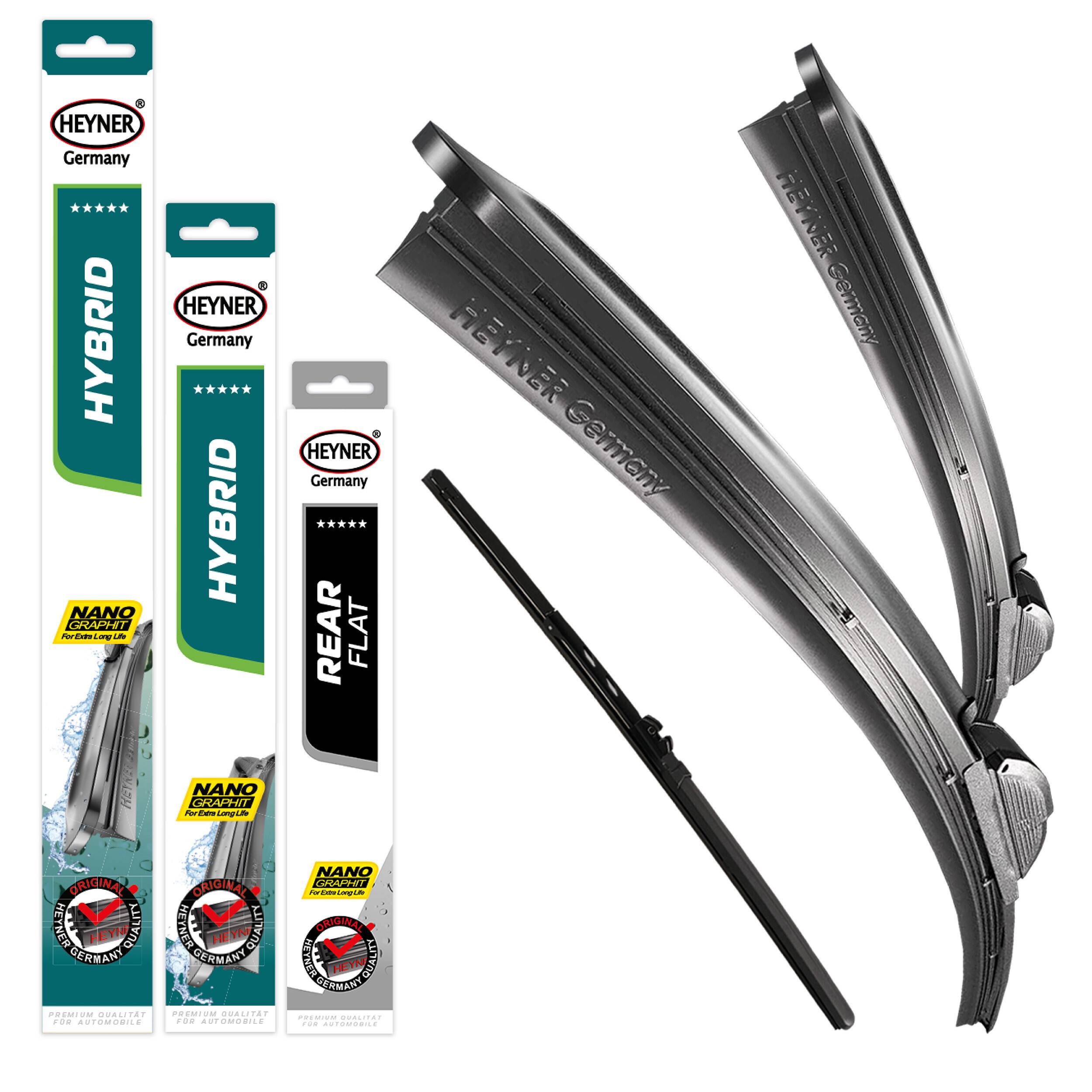 HEYNER® Scheibenwischer mit Heckwischer komp. mit MERCEDES-BENZ EQT (01.2023 - 04.2026) HYBRID Flachbalkenwischer
