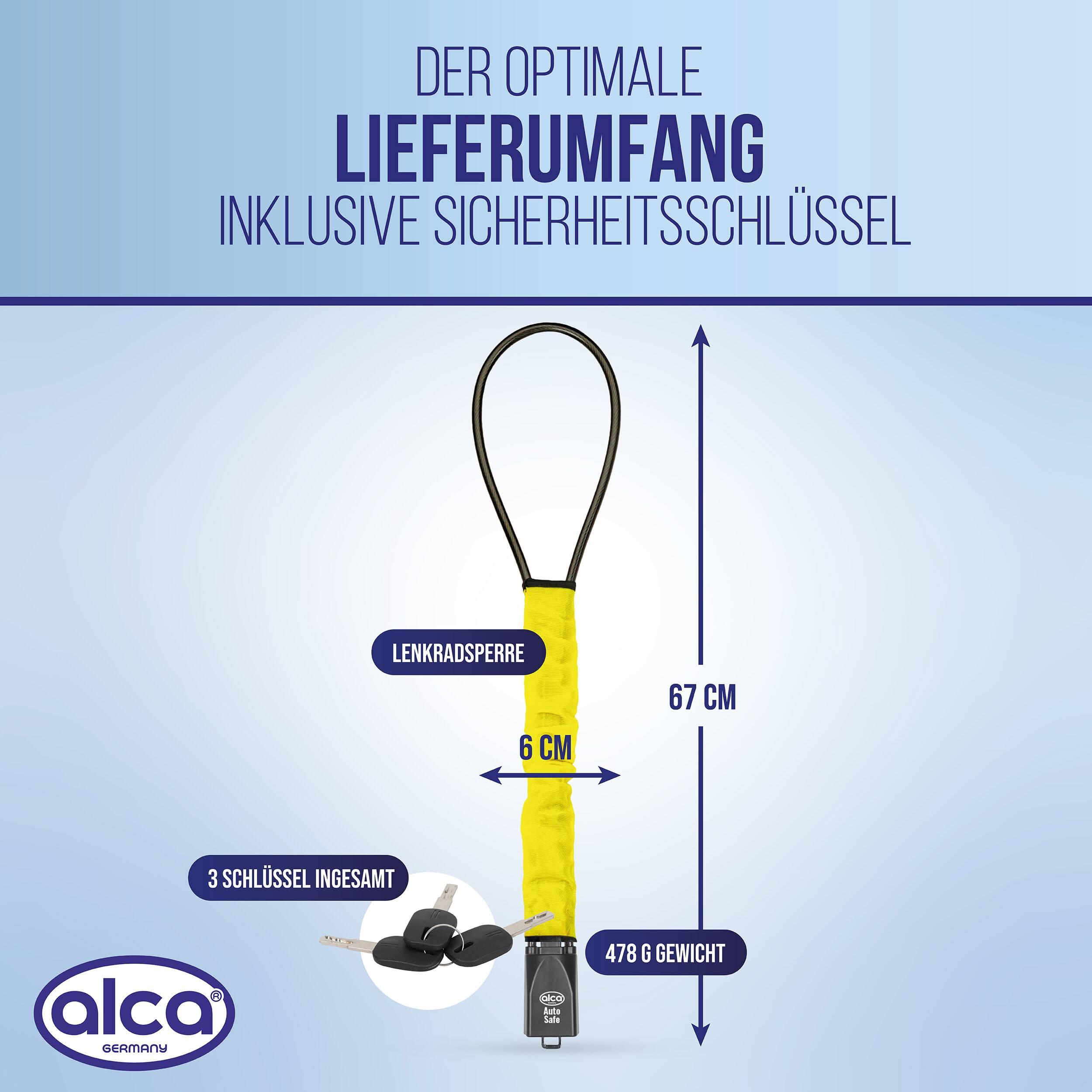 alca® Lenkradsperre Gurtschloss mit einer Länge von 67 cm