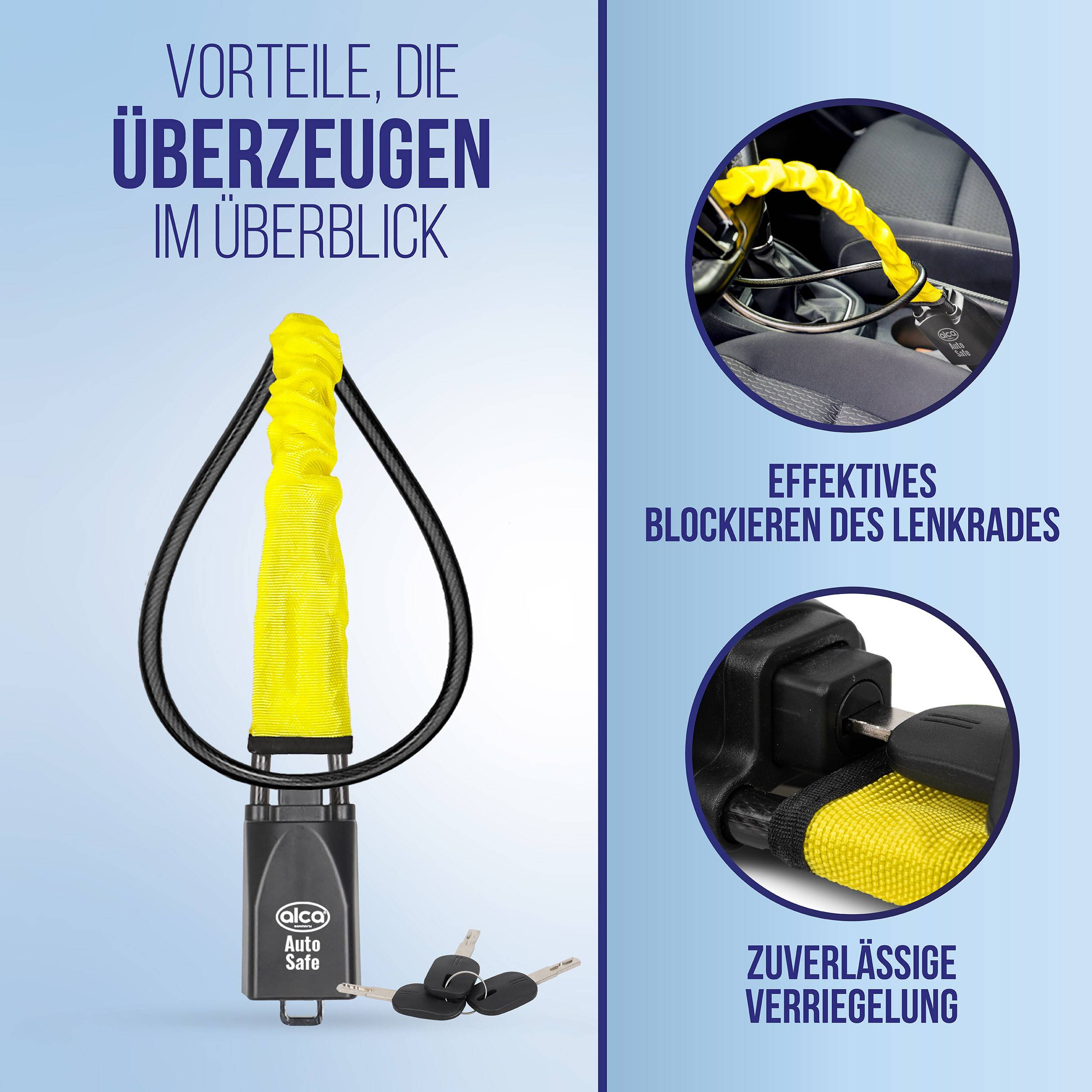 alca® Lenkradsperre Gurtschloss mit einer Länge von 67 cm