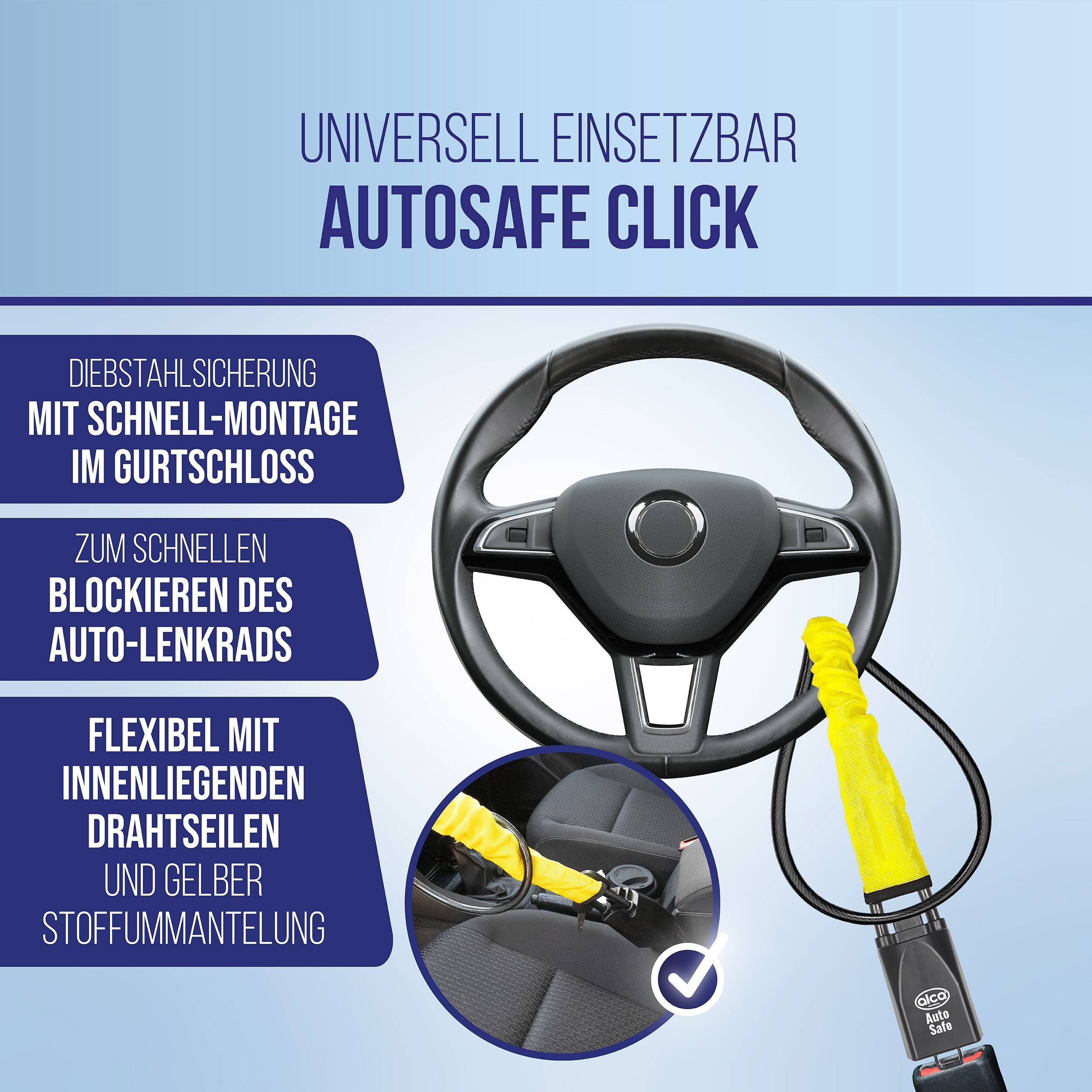 alca® Lenkradsperre Gurtschloss mit einer Länge von 67 cm