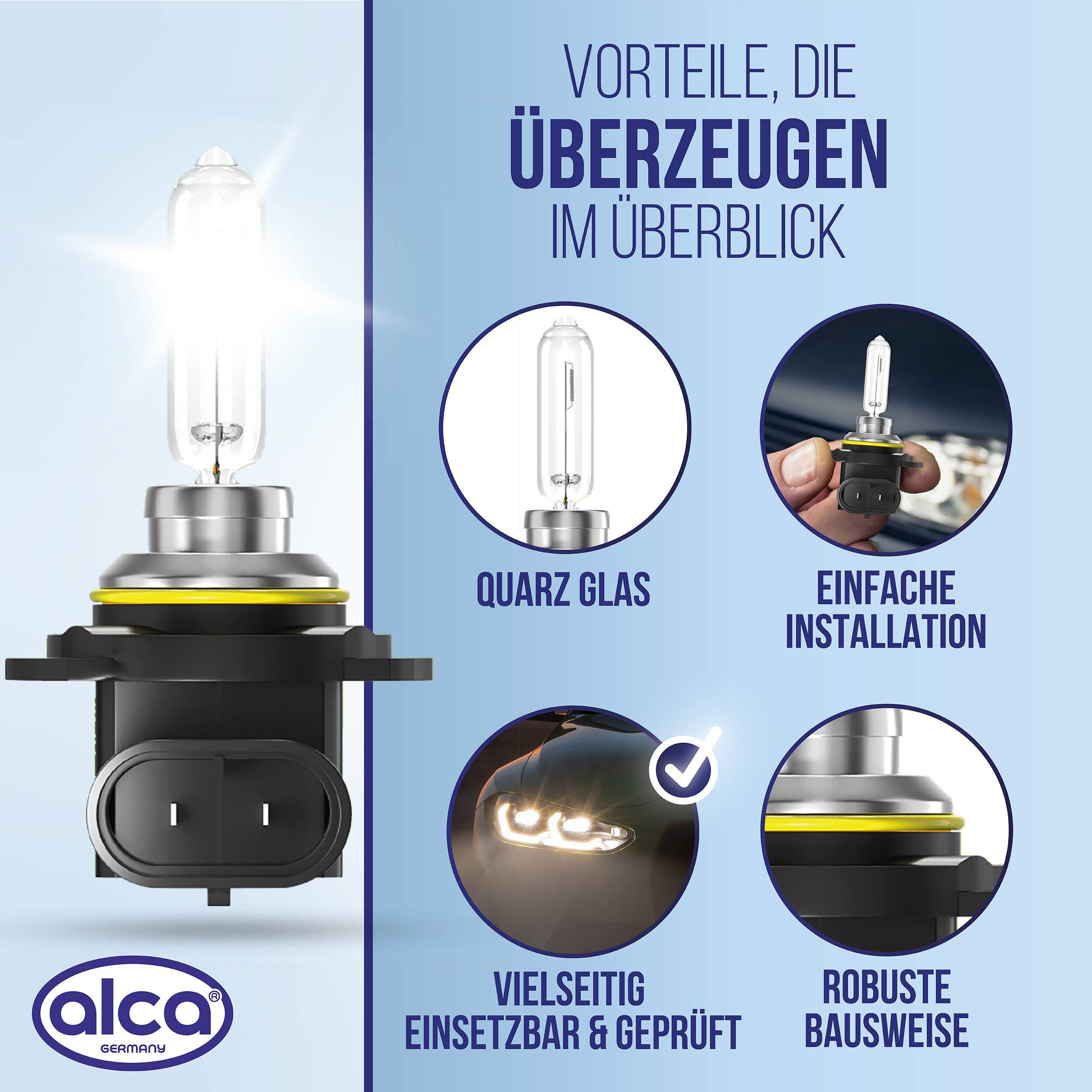 alca® Halogenlampe HIR2, 12V 55W, Sockel Px22d Leuchtmittel für Scheinwerfer, Fahrzeug-Lampe