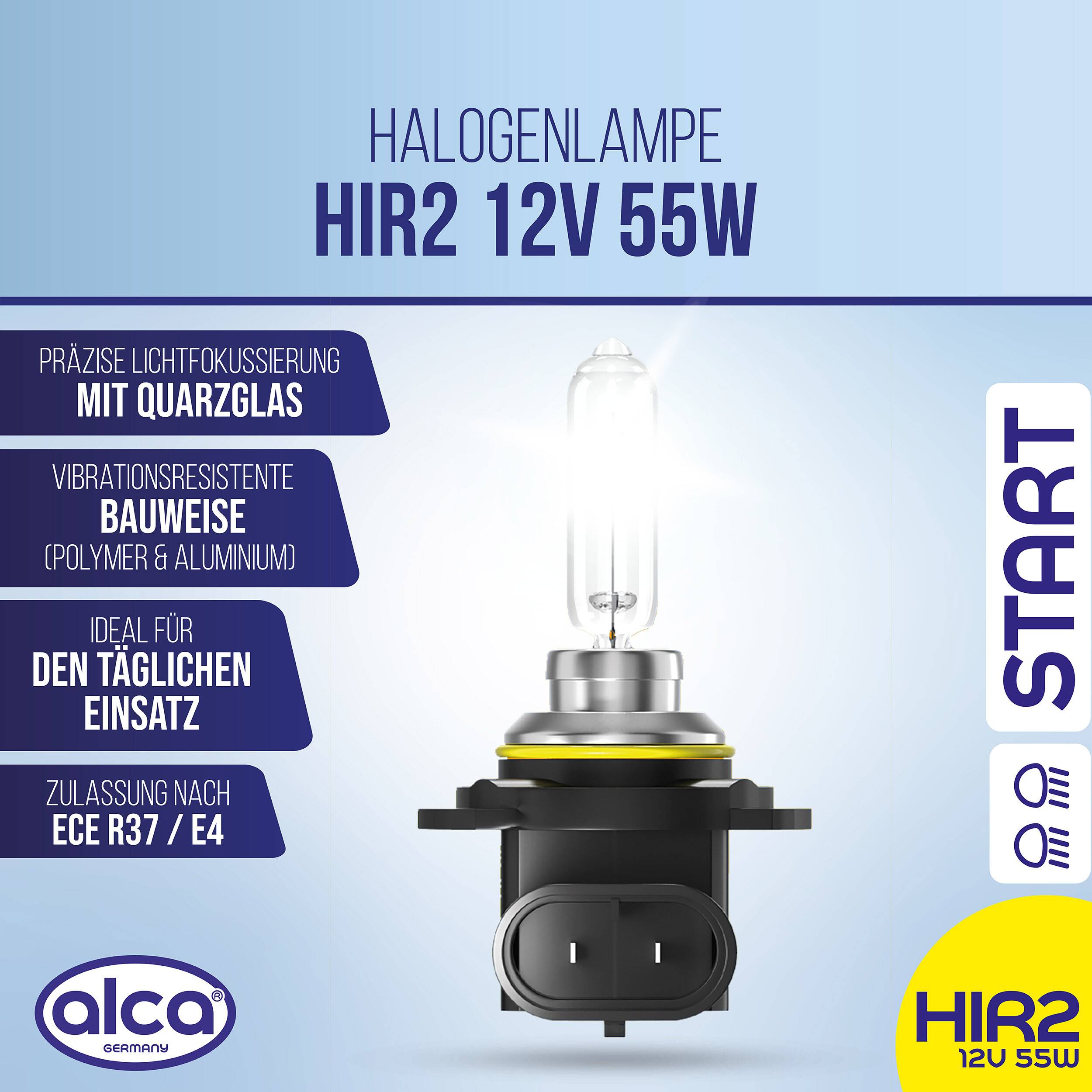 Halogenlampenproduktbild mit der Bezeichnung „HIR2 12V 55W