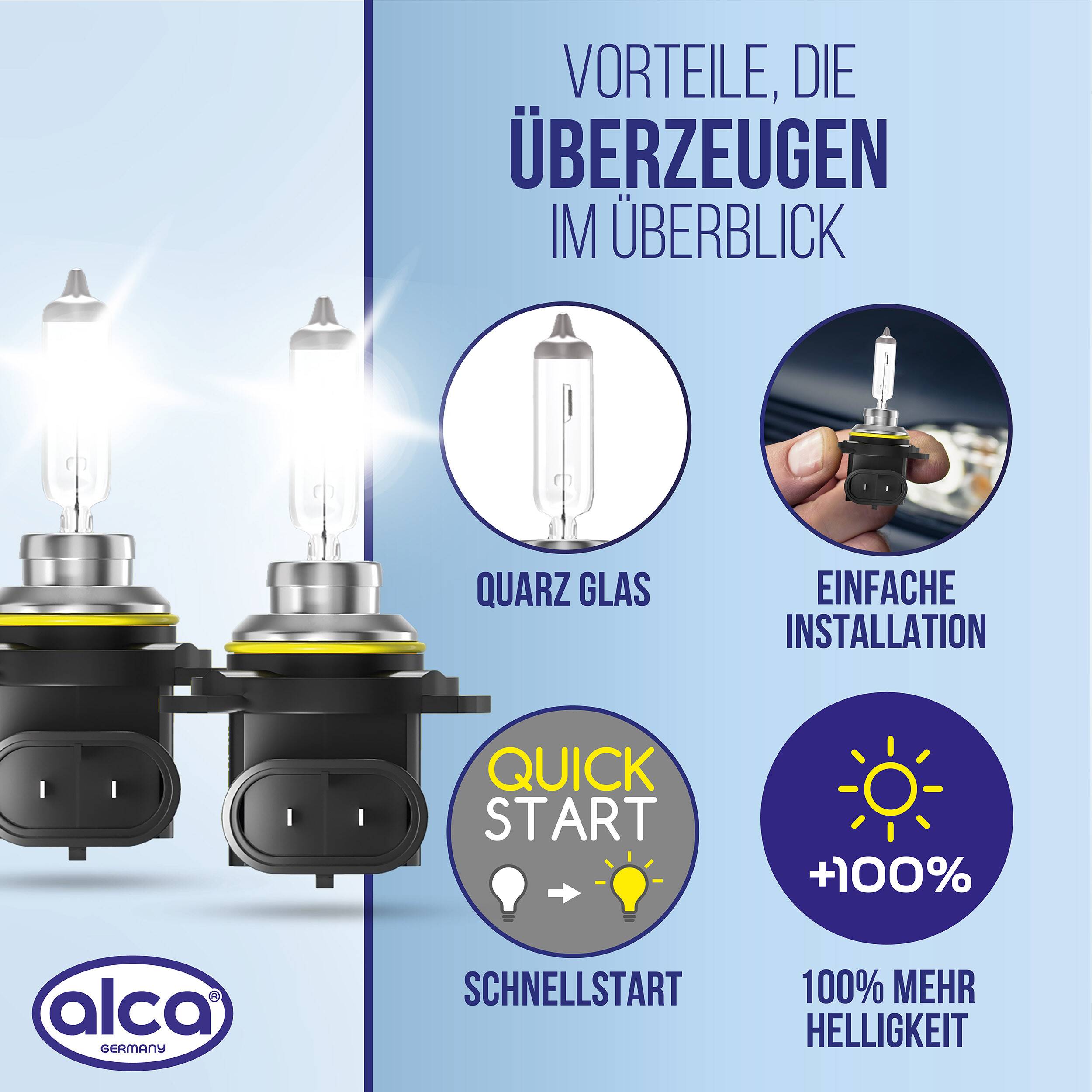 alca® Halogenlampe HIR2, 2 Stk. 12V 55W, Sockel Px22d 2er-Set, Leuchtmittel für Scheinwerfer,