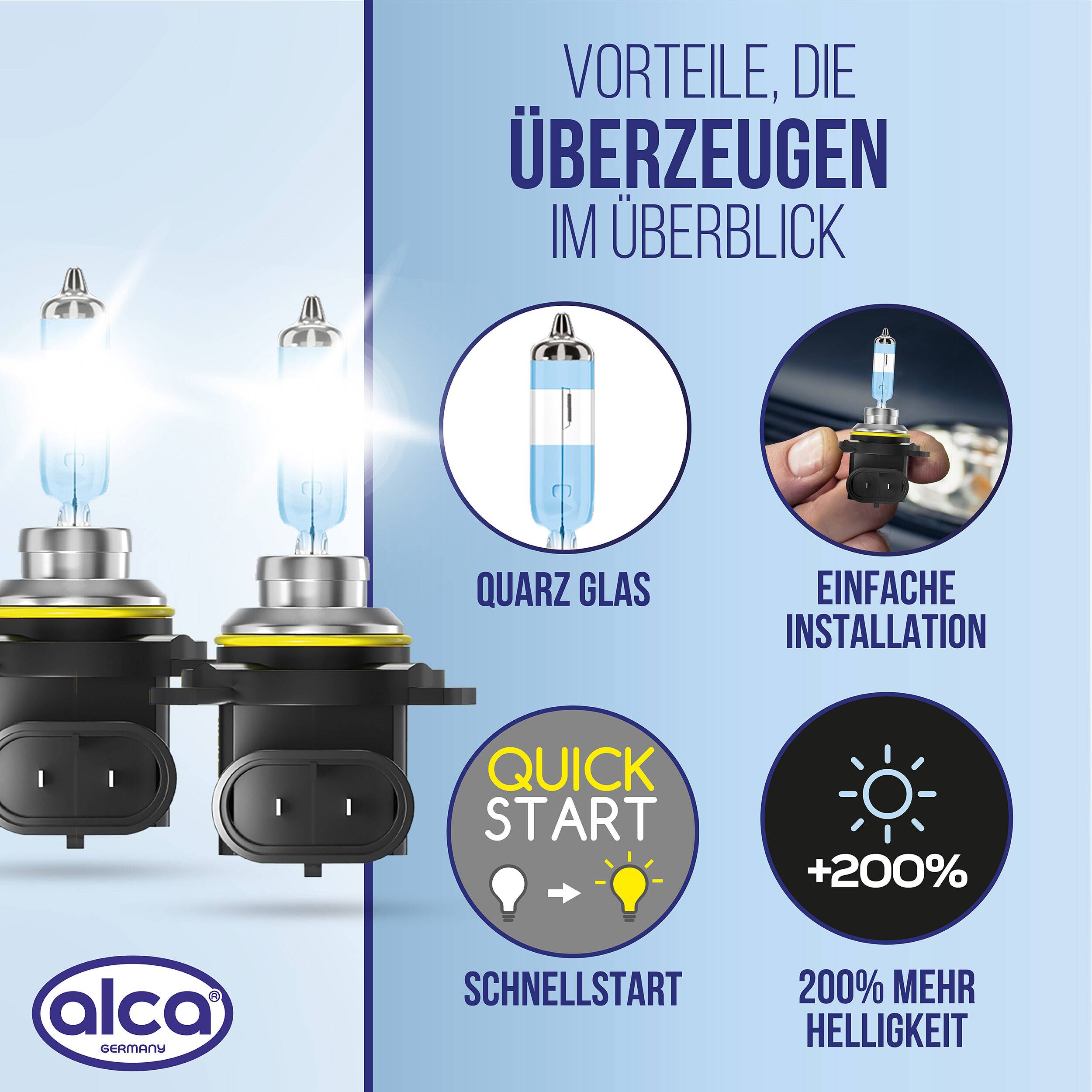 alca® 2 Stück HIR2 Halogen Lampe Auto I Px22d I 12V 55W Halogen Scheinwerfer Lampe I +200% mehr Helligkeit I