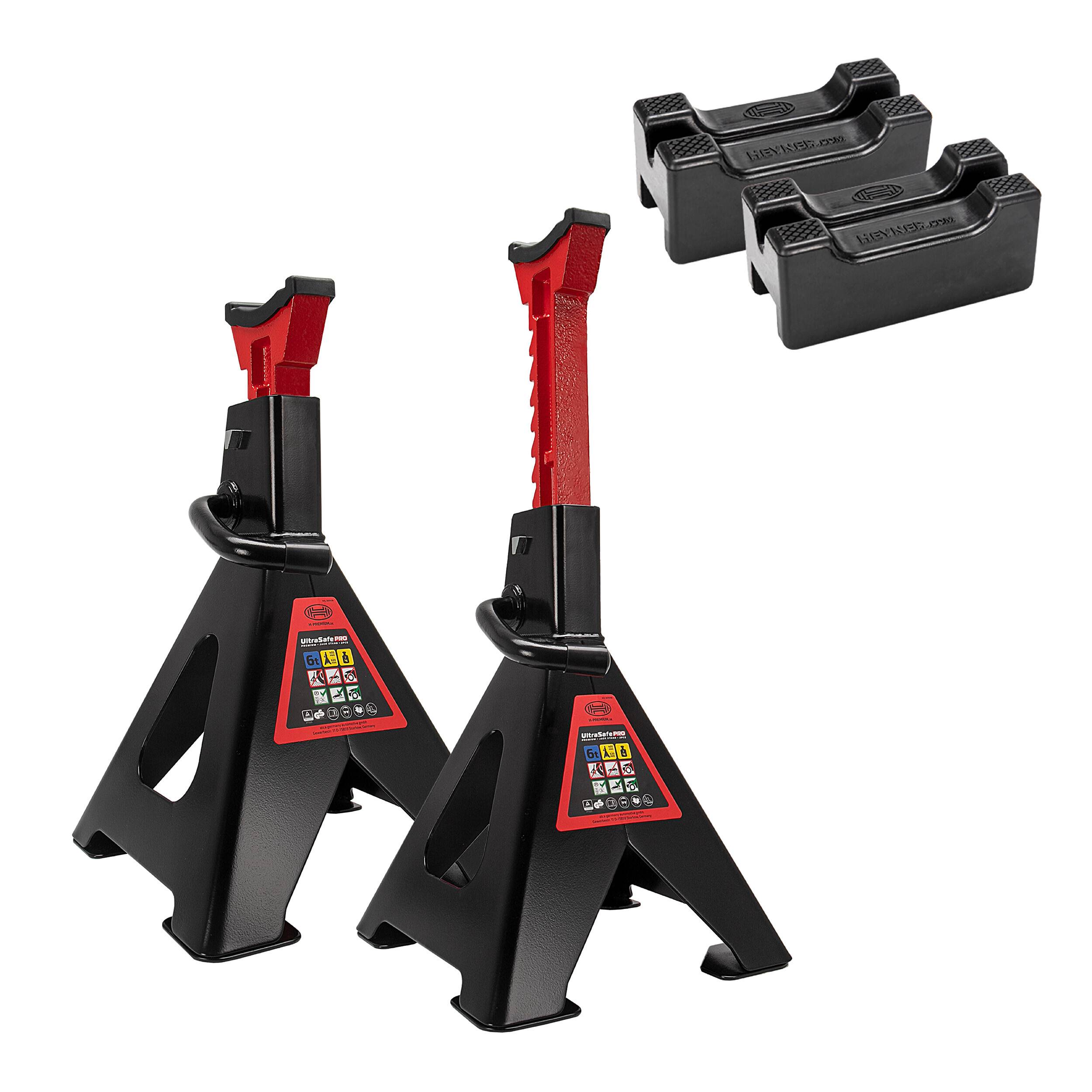 HEYNER® Unterstellbock 2er Set mit Gummiauflage und verstärkter 3in1 Gummiauflage Hubhöhe 405-620 mm TÜV/GS-zertifiziert