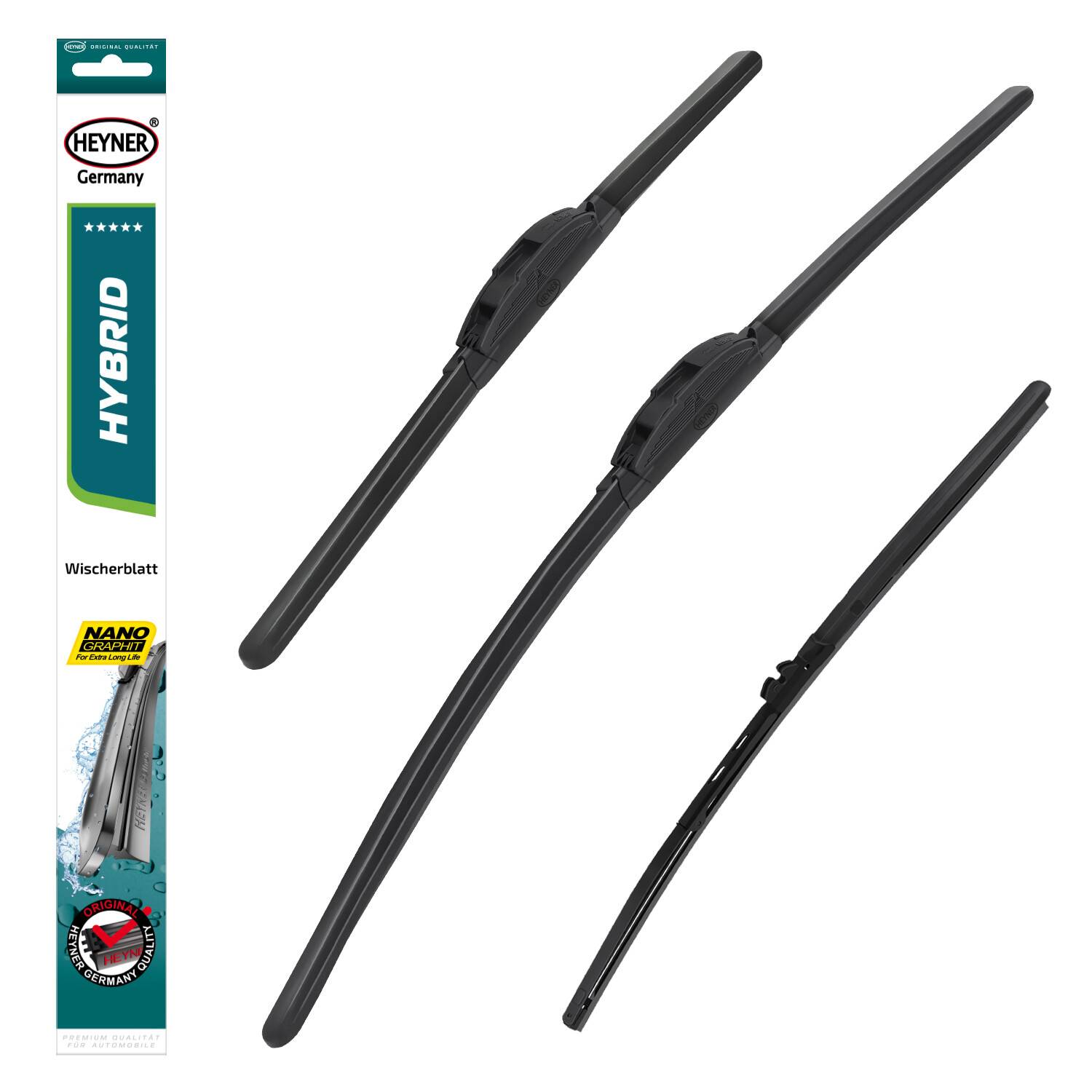 HEYNER® Scheibenwischer mit Heckwischer komp. mit VW POLO VIVO Schrägheck (03.2010 - 03.2019) HYBRID Flachbalkenwischer