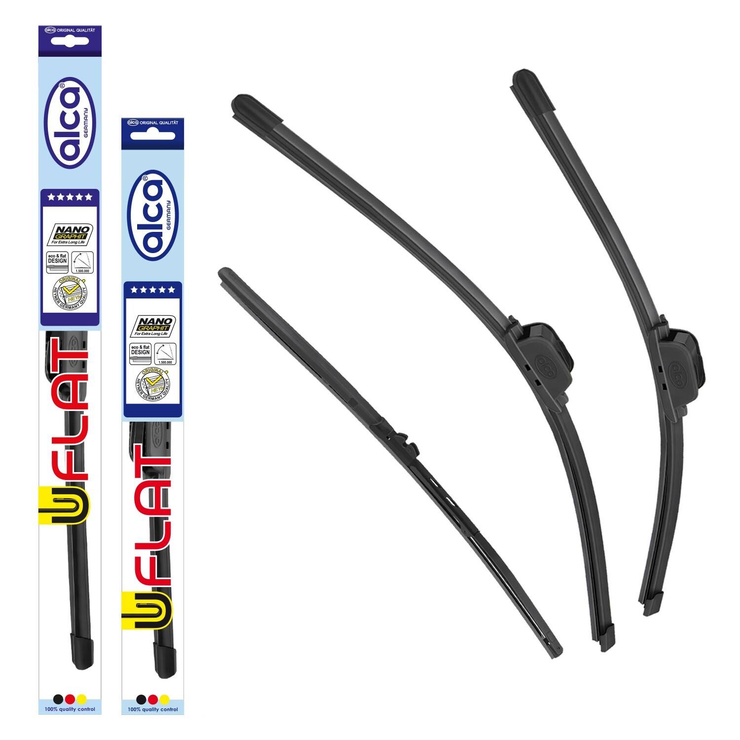 alca® Scheibenwischer Komplettset für LADA SAMARA Schrägheck 08.2003 - 12.2013, U-FLAT Flachbalkenwischer,
