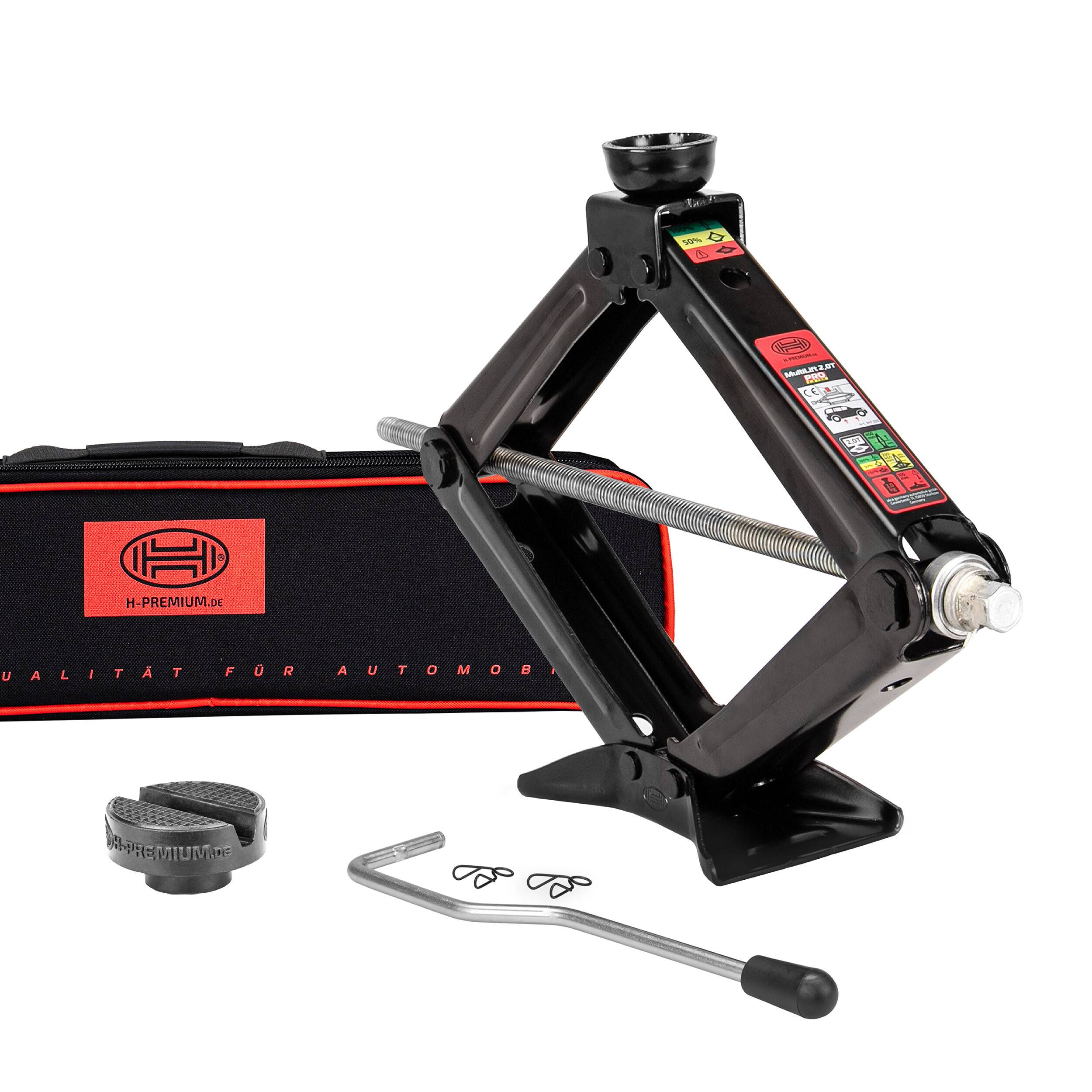 HEYNER® Wagenheber Scherenwagenheber 2,0t - Runder Sattel + Austauschbares Gummipad + Mit Kurbel I TÜV & GS I Auto Heber