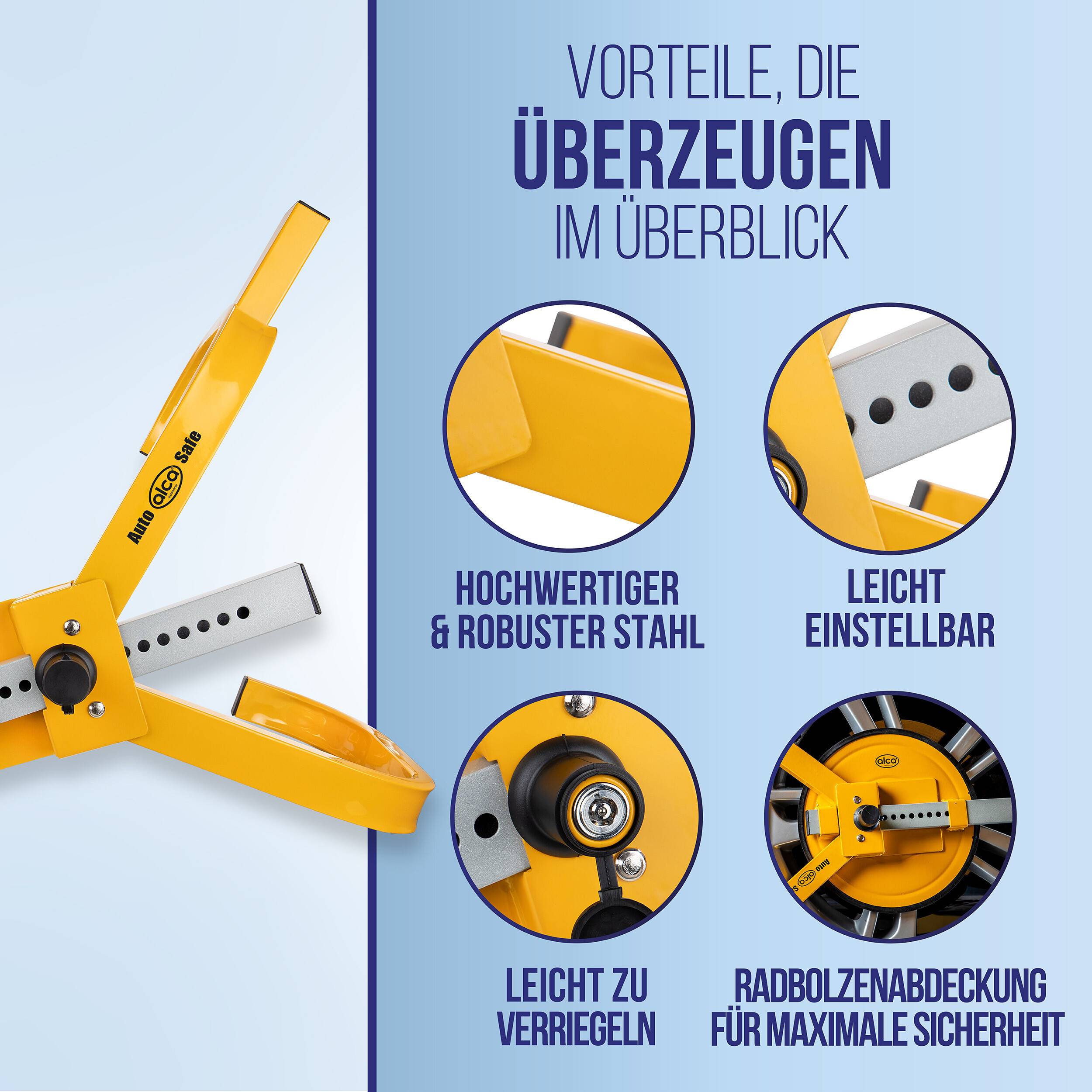 alca® Radkralle, mit Diebstahlschutz-Set, für 16-19 Zoll Wegfahrsperre mit Sicherheitslevel 4,