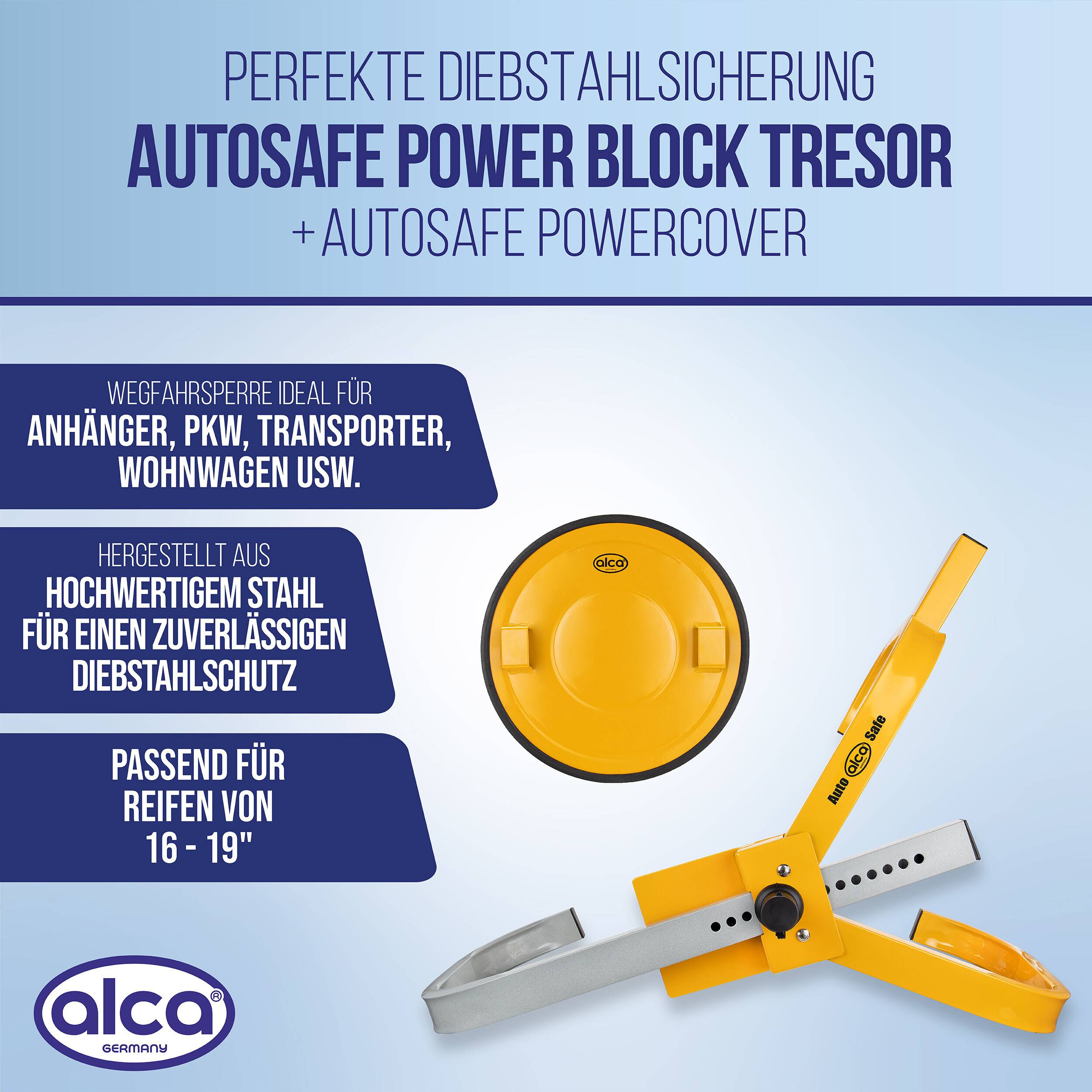 alca® Radkralle, mit Diebstahlschutz-Set, für 16-19 Zoll Wegfahrsperre mit Sicherheitslevel 4,