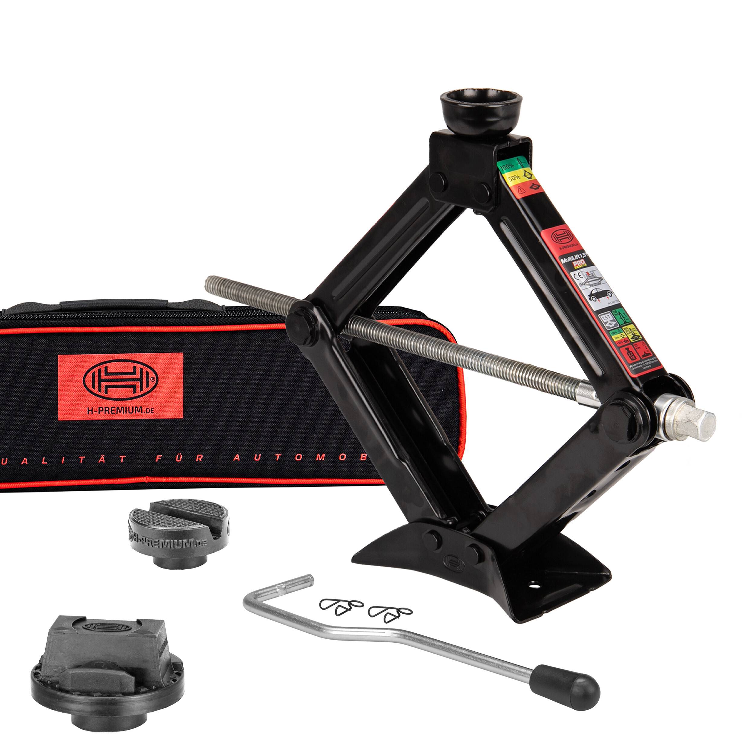 HEYNER® Wagenheber Scherenwagenheber 1,5t inkl. Gummiauflage für Mercedes, 360° drehbar, TÜV Rheinland zertifiziert, GS