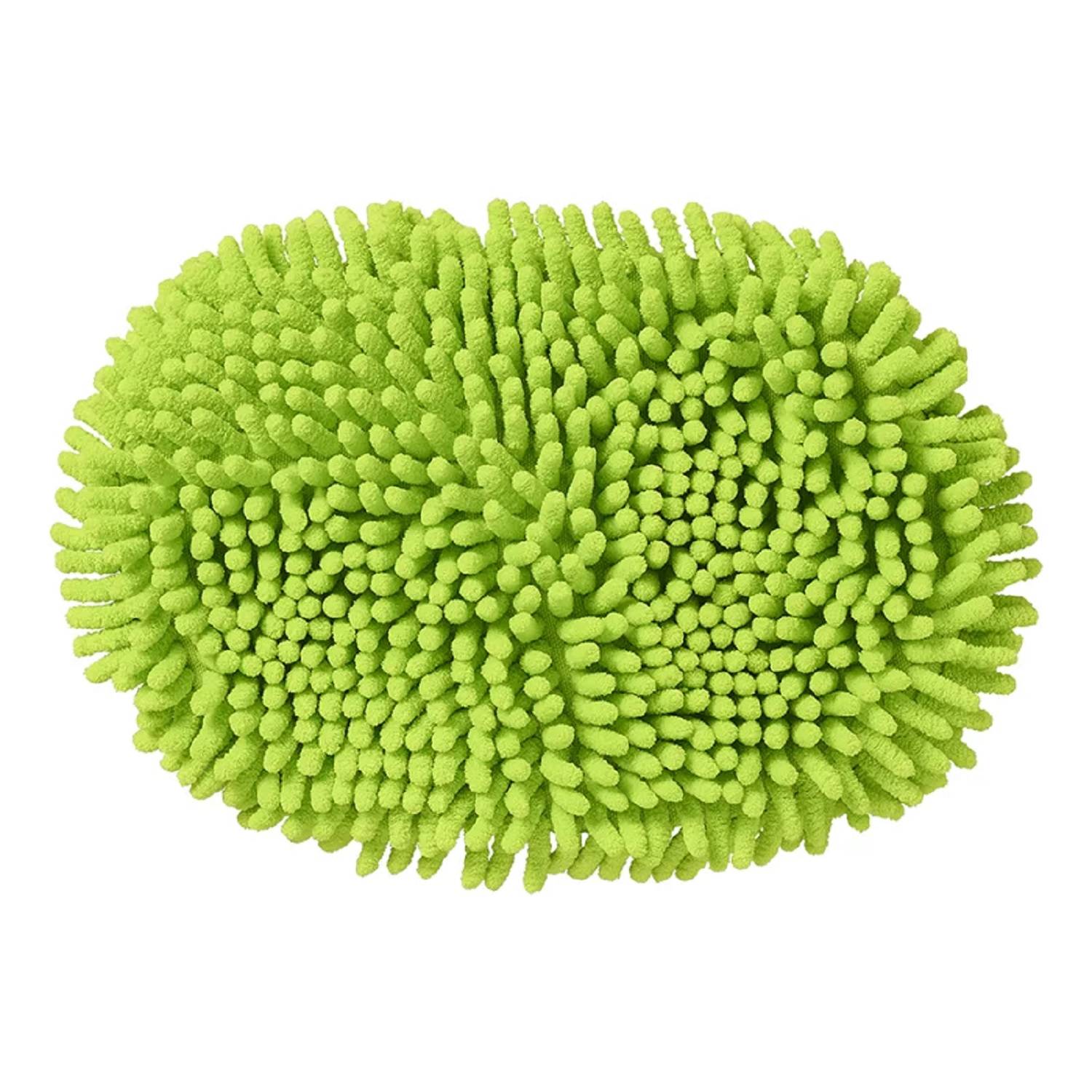 3 x Chenille Mikrofasertücher für Teleskop Waschbürste – Ideal zum Selber Autowaschen, für Auto, Wohnmobil, Fahrrad & mehr, Gummizug, grün