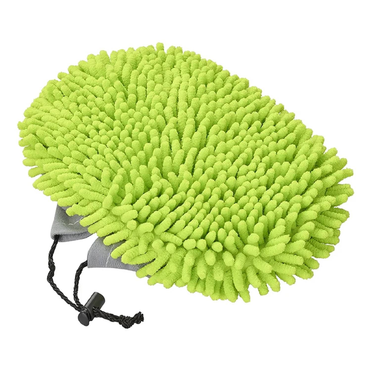 3 x Chenille Mikrofasertücher für Teleskop Waschbürste – Ideal zum Selber Autowaschen, für Auto, Wohnmobil, Fahrrad & mehr, Gummizug, grün