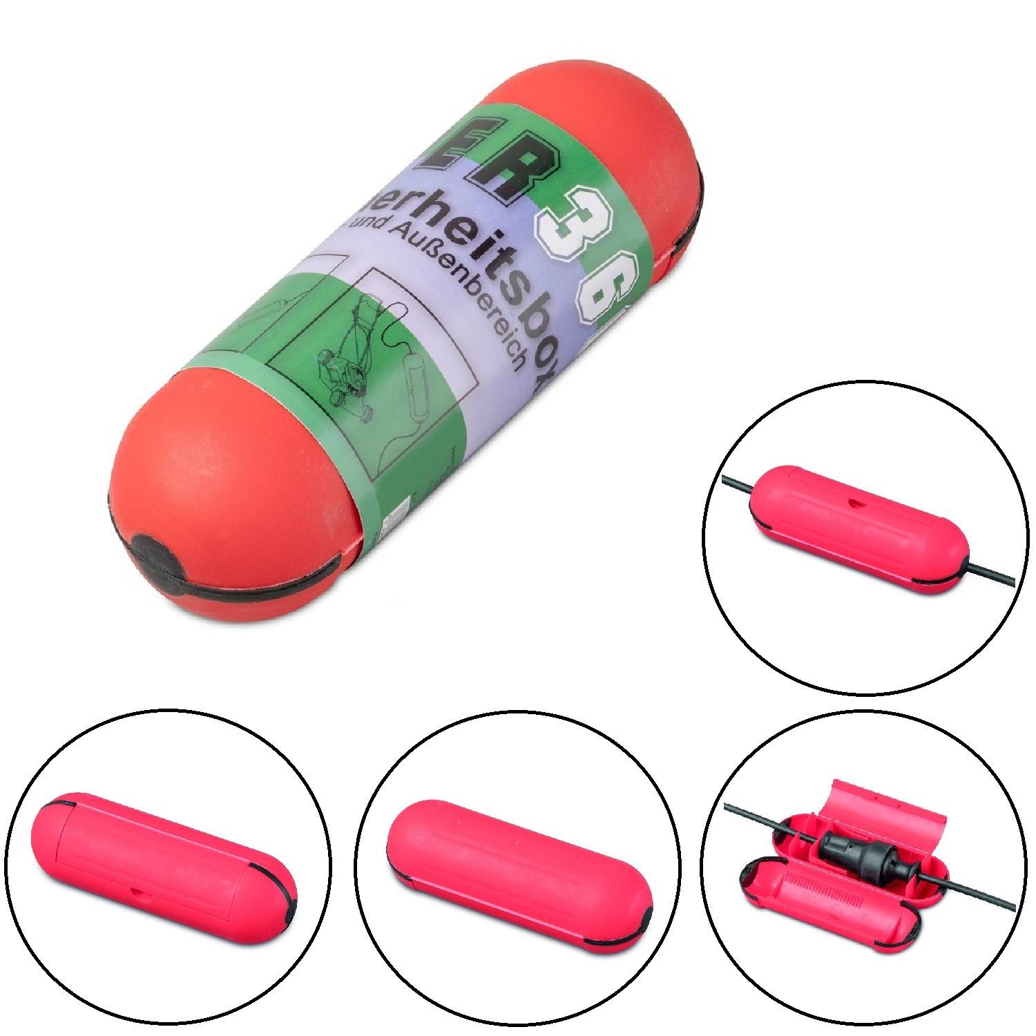 Sicherheitsbox IP44 Schuko Stecker Rot Box Safetybox Steckerschutz Schutzkapsel