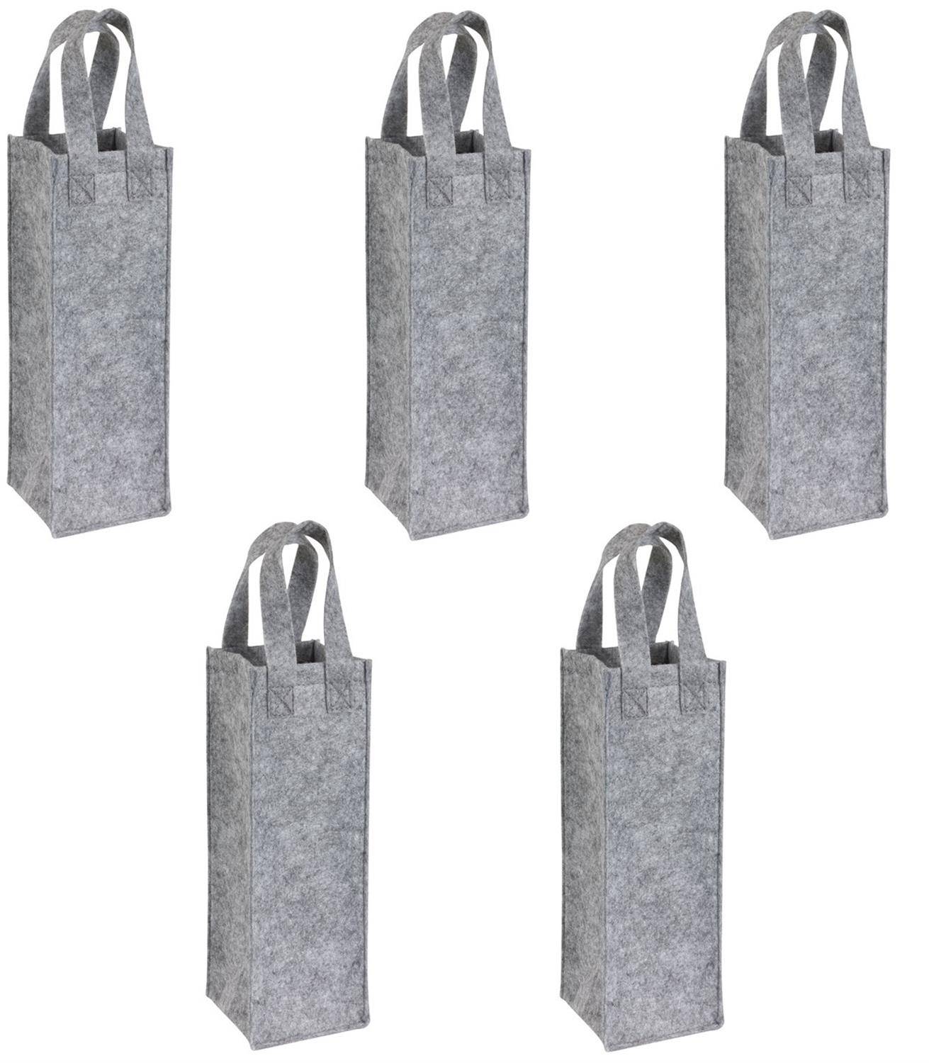 5x Flaschentasche aus Filz – Flaschentragetasche für 1L Flaschen Weintasche und Flaschenträger als Geschenketaschen Wein