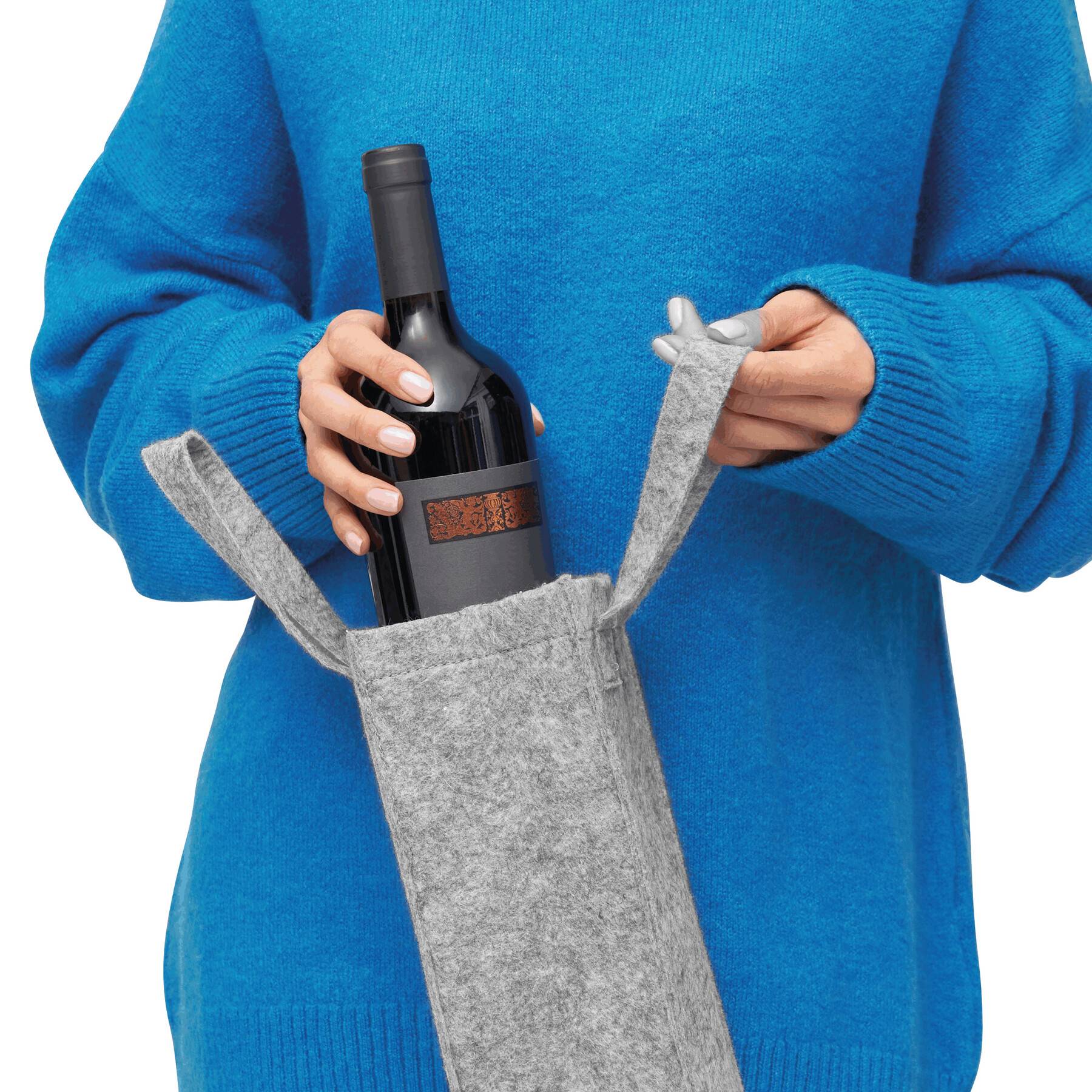 5x Flaschentasche aus Filz – Flaschentragetasche für 1L Flaschen Weintasche und Flaschenträger als Geschenketaschen Wein