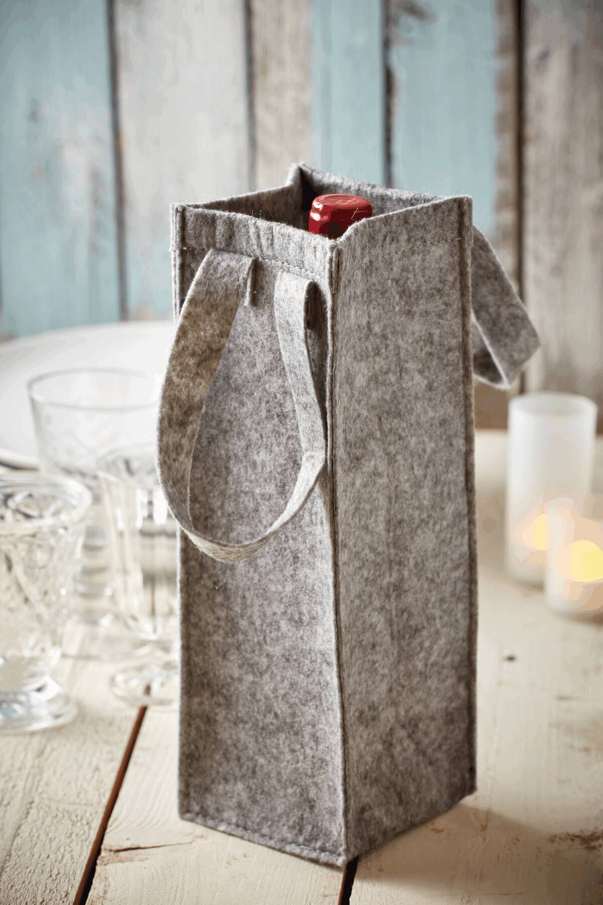 5x Flaschentasche aus Filz – Flaschentragetasche für 1L Flaschen Weintasche und Flaschenträger als Geschenketaschen Wein