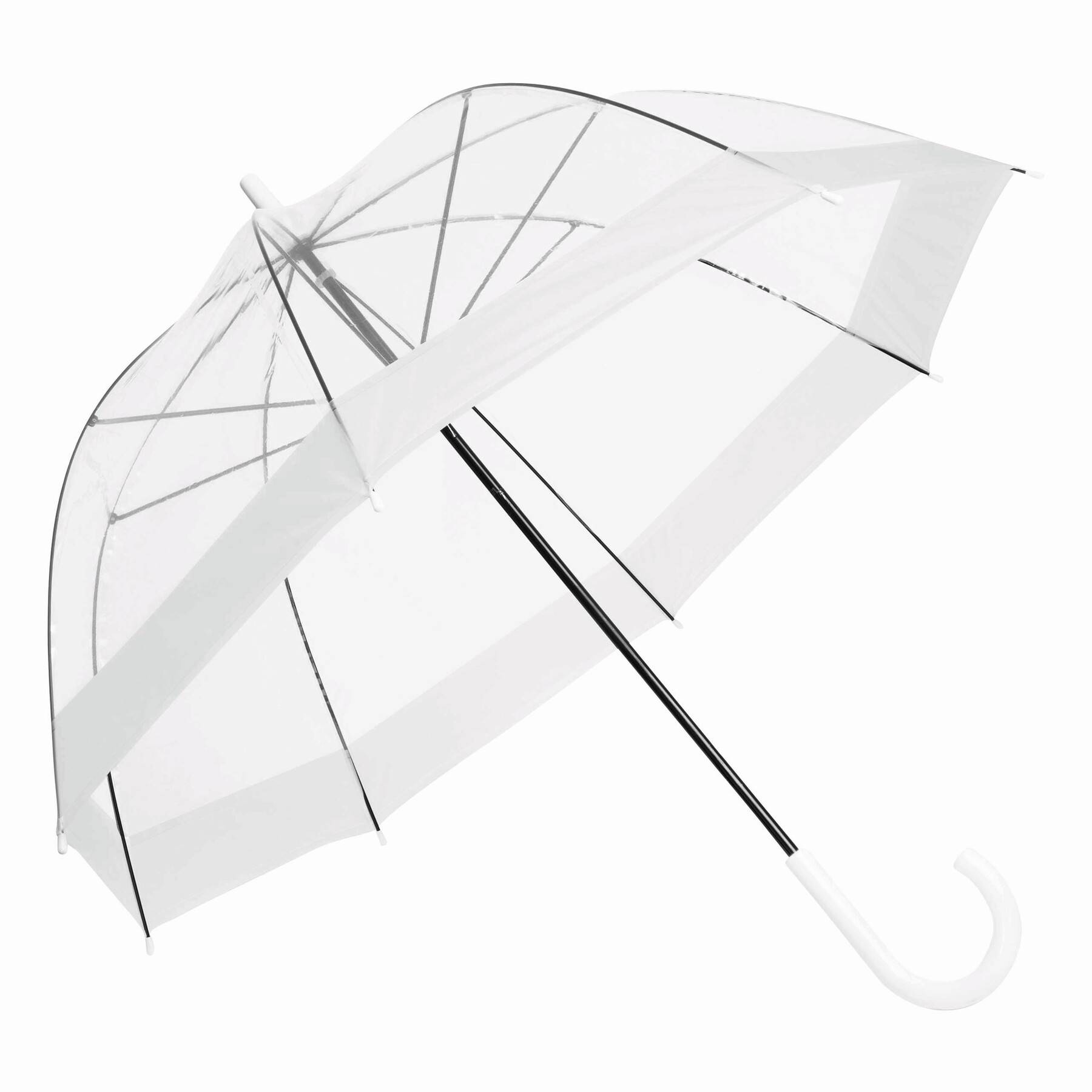 Glockenschirm Ø83 cm Stockschirm 322 Gr Schirm Transparent Regenschirm Weiß