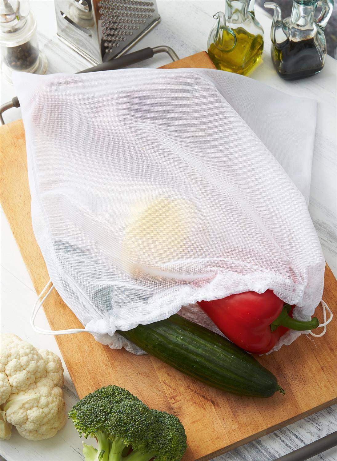 1 x Gemüsenetz 37 x 37 Einkauftasche waschbar Meshtaschen Obst Gemüsebeutel BWI