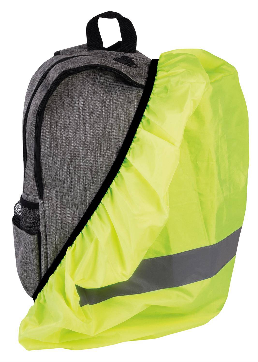 Regenschutz für Rucksack und Schulranzen - Regenhaube Wasser- und windabweisend mit Reflektorstreifen - Neon 48x15x53cm