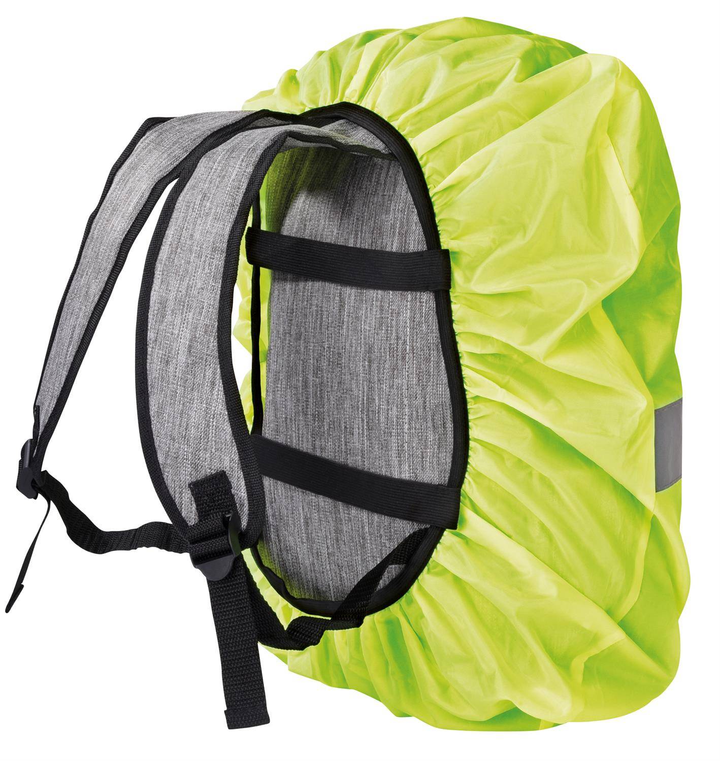 Regenschutz für Rucksack und Schulranzen - Regenhaube Wasser- und windabweisend mit Reflektorstreifen - Neon 48x15x53cm