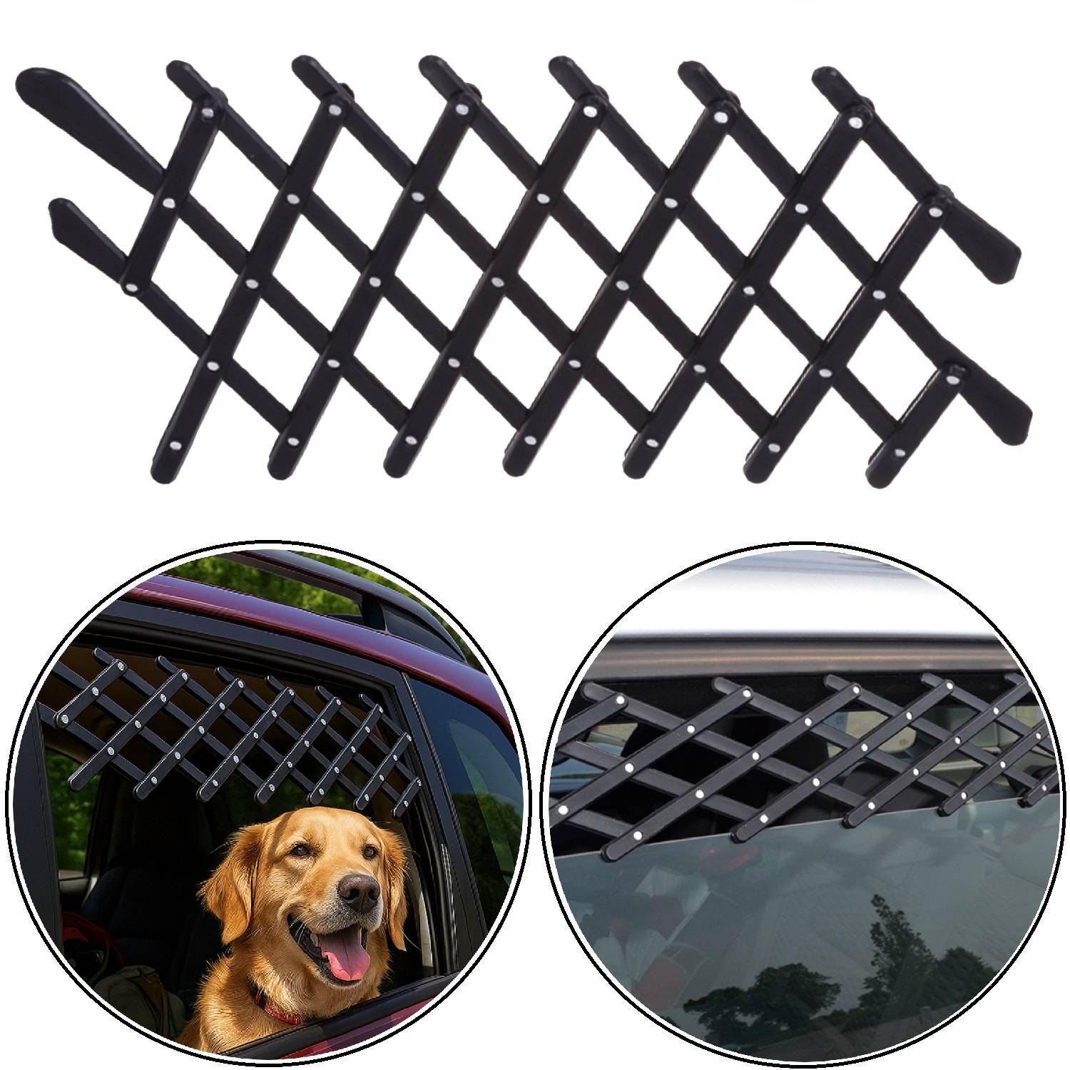 Kopie von Lüftungsgitter für Hunde – verstellbares Fenstergitter 24-70cm Breite 23-7cm Höhe, Autozubehör für frische Luft im PKW, sicherer Halt