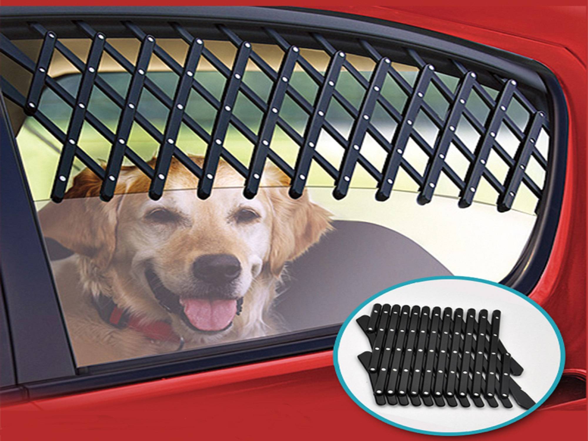 Kopie von Lüftungsgitter für Hunde – verstellbares Fenstergitter 24-70cm Breite 23-7cm Höhe, Autozubehör für frische Luft im PKW, sicherer Halt