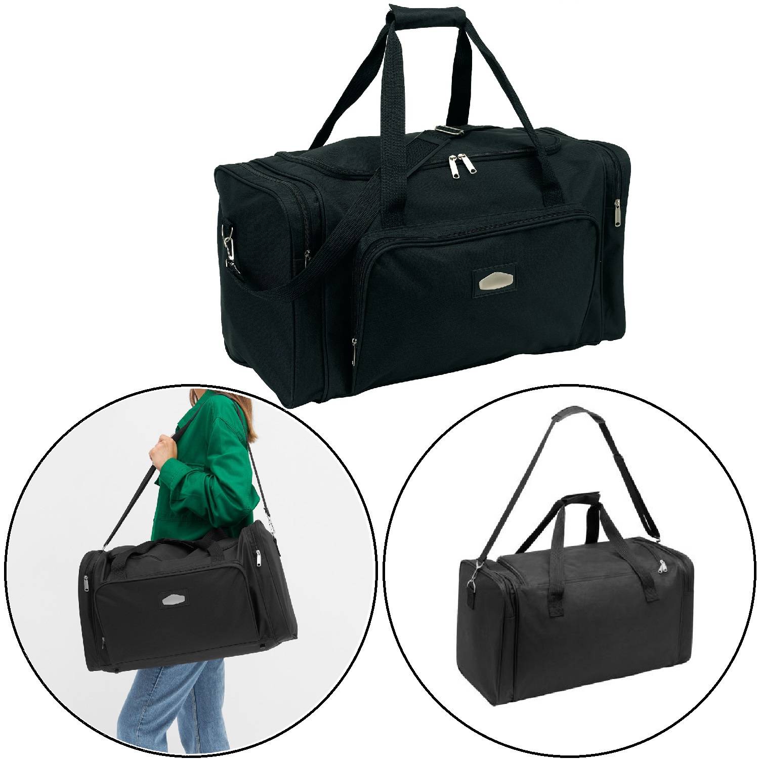 Reisetasche XL 58×28×33 cm Schwarz – 48 L