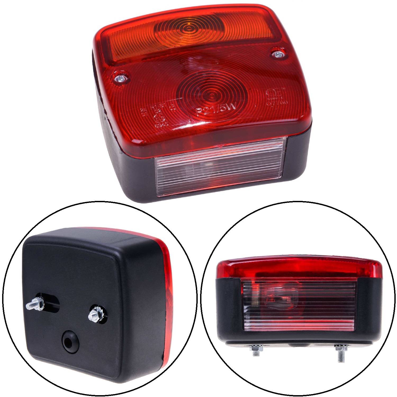 Anhänger Rückleuchte 12V mit 4 Funktionen – Rücklicht Anhänger mit Blinker, Bremslicht, Schlusslicht & Kennzeichenlicht – robuster ABS-Kunstst