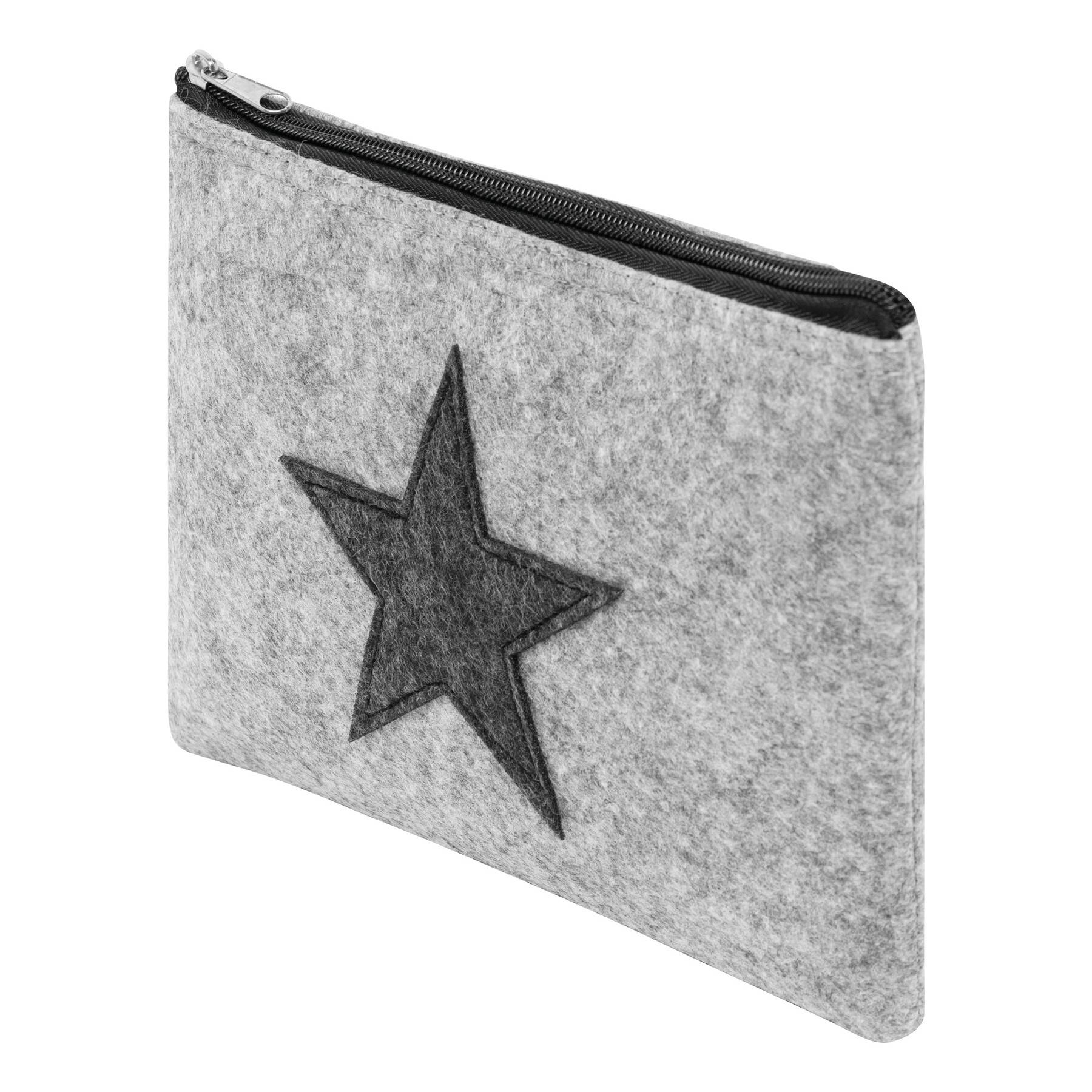 2x Kulturtasche Damen oder Kulturbeutel Herren aus Filz mit Stern 25x17,5 cm – vielseitig als Federmäppchen nutzbar oder auch als Kosmetiktasche