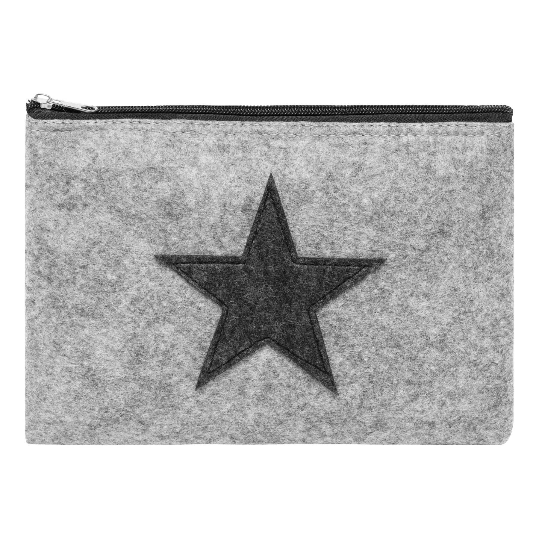 2x Kulturtasche Damen oder Kulturbeutel Herren aus Filz mit Stern 25x17,5 cm – vielseitig als Federmäppchen nutzbar oder auch als Kosmetiktasche