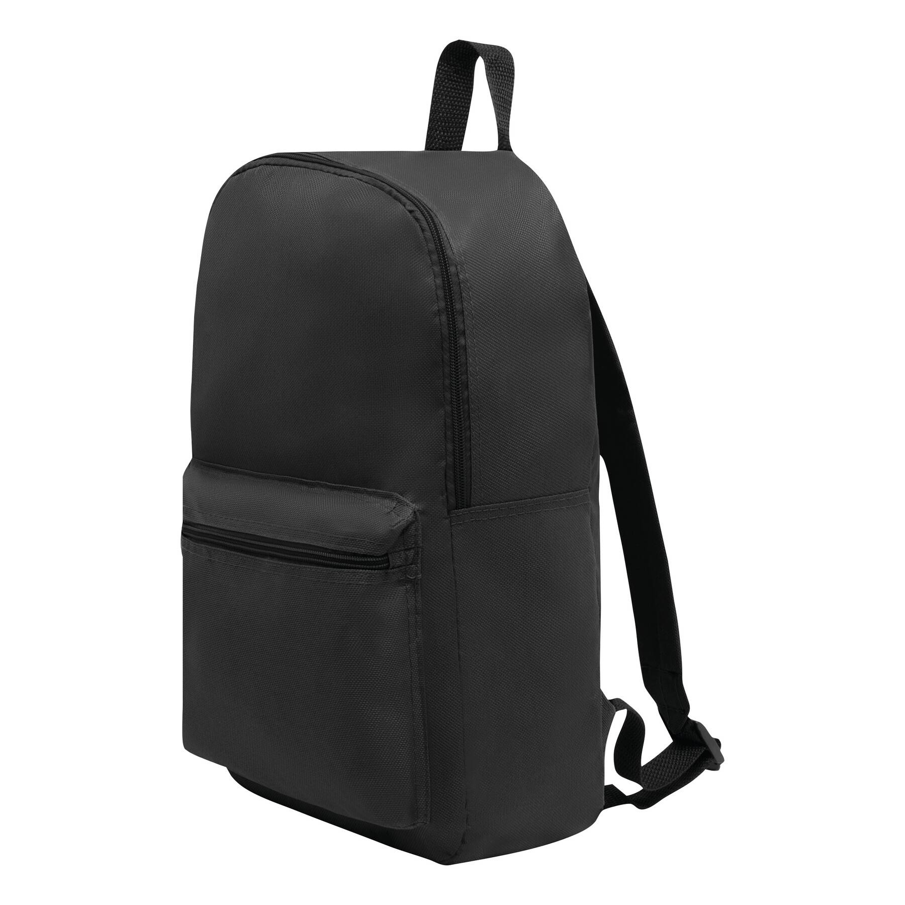 Kleiner Rucksack mit Vortasche, 30x10x39 cm, 190g, gepolsterte Gurte, schwarz