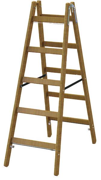 PROTEC.class Holz-Stehleiter PHSPSL25 Sprossen 2x5 L 1.47m