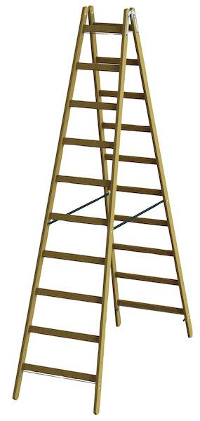 PHSPSL10 Holz-Sprossen-Stehleiter 2x10