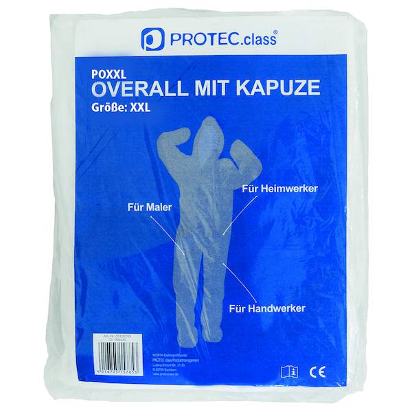 PROTEC.class Overall POXXL Gr.XXL m. Kapuze weiß