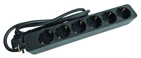 PTSD6s Tischsteckdose 6f o. Schalter sw